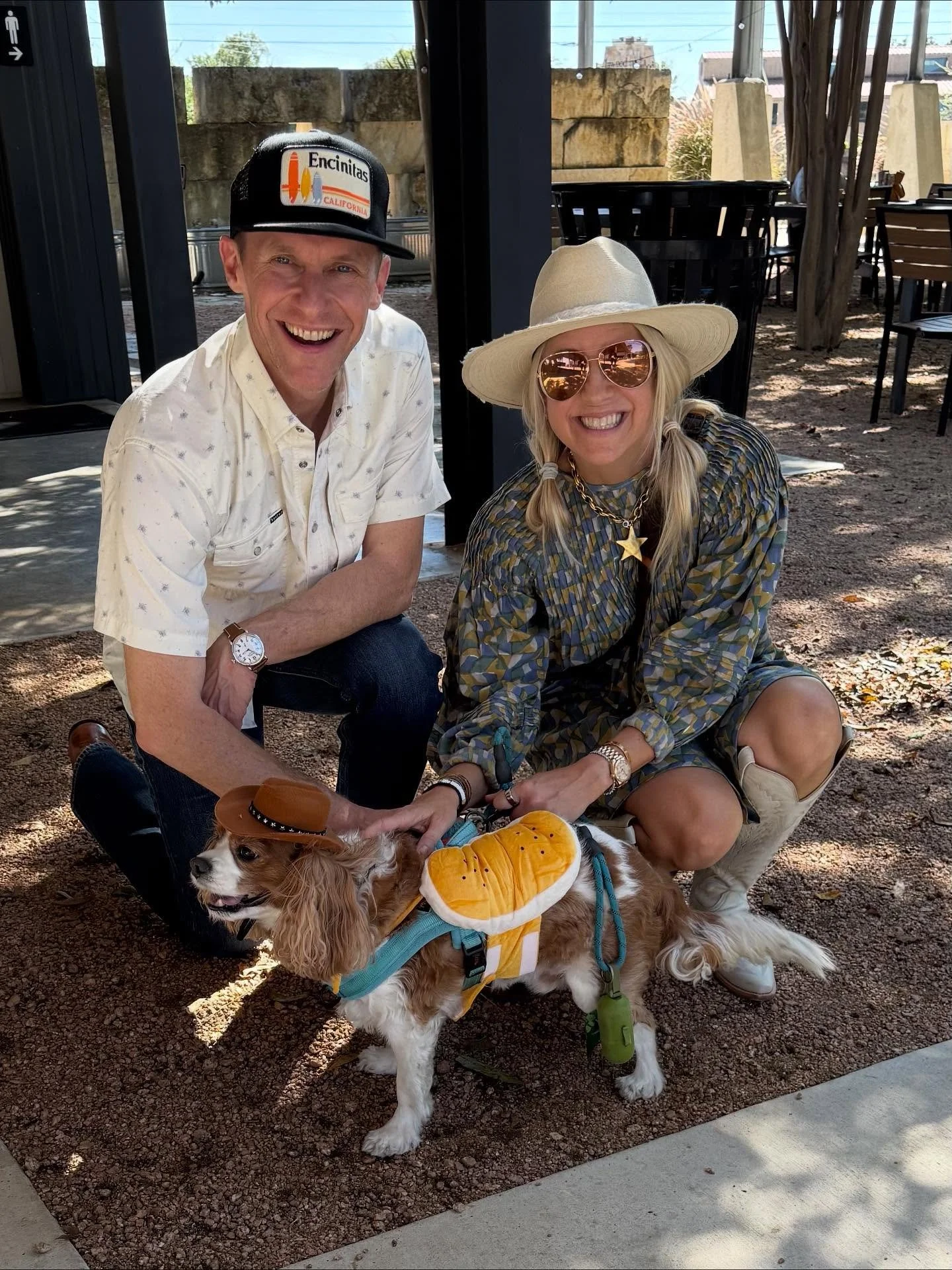 Hill country weekend roundup: 

Our little cowboy stole the show in Fredericksburg. 🐾 Charlie strutted his stuff on the &ldquo;dogwalk&rdquo; and won Best in Show 🥇at the @txwinecollectivefbg  Howl-oween dog costume contest. #hotdogcowboy 🤠 🌭 

W