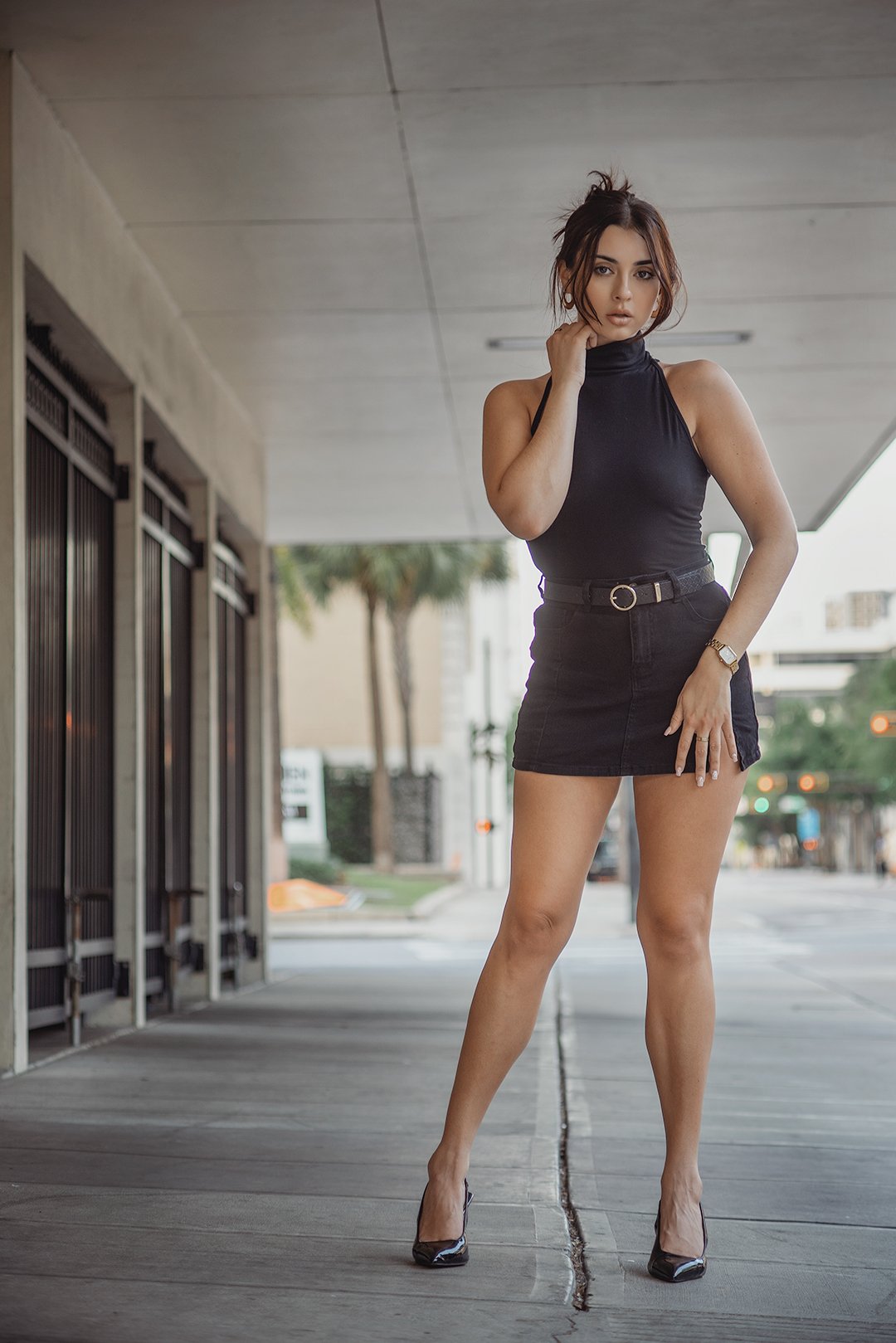 Young model photographed on a Tampa, FL street.