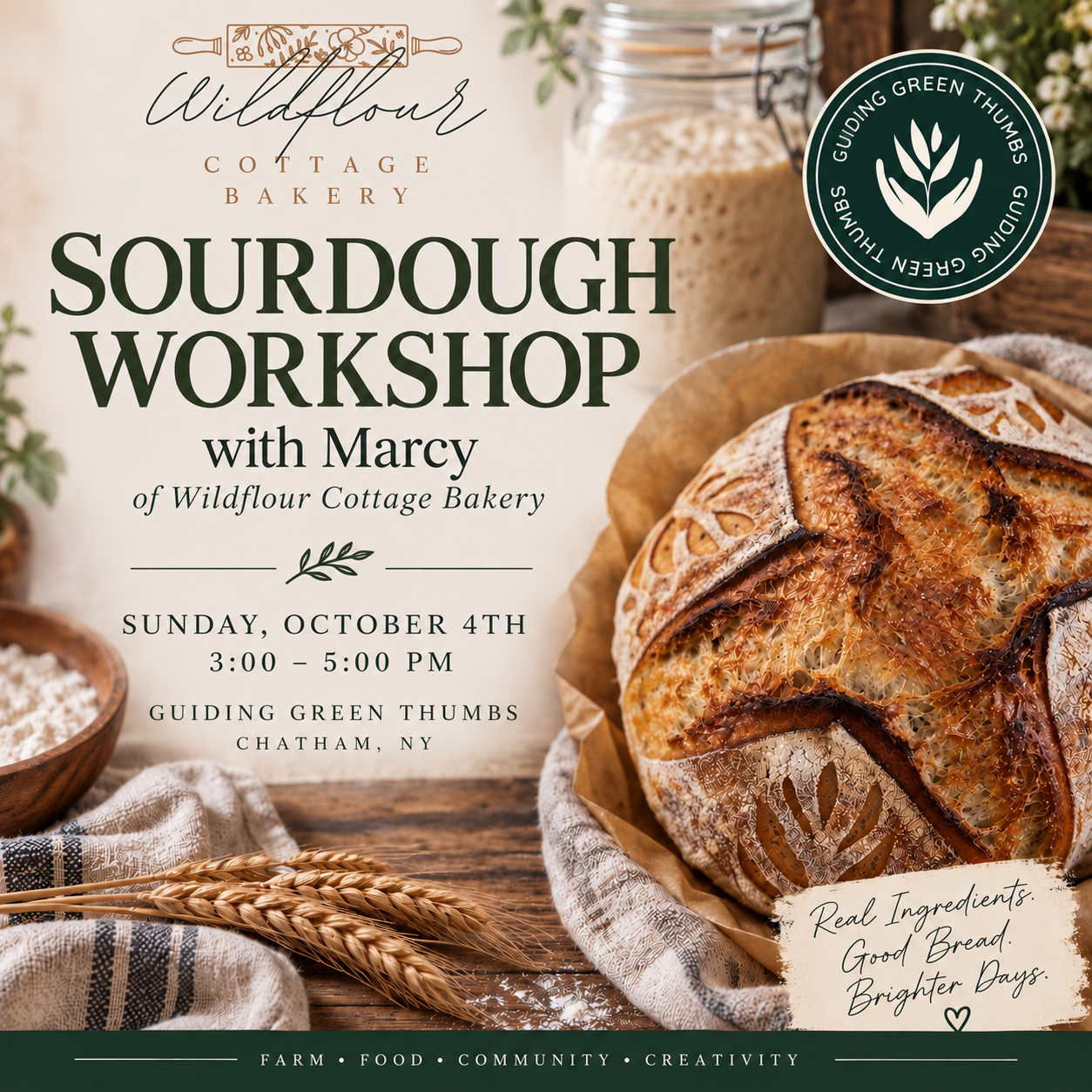 Discover The Art of Sourdough with Marcy of Wildflour Cottage Bakery (OCTOBER 4)