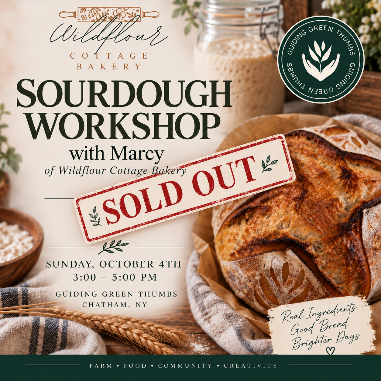 The Art of Sourdough with Marcy of Wildflour Cottage Bakery (OCTOBER 4) SOLD OUT