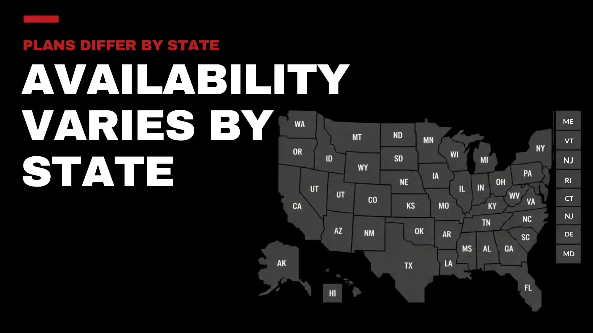 Map of the United States showing accident insurance availability varies by ZIP code