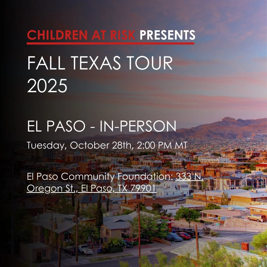 ✨ El Paso! ✨
Join us for the Fall 2025 Texas Tour with @childrenatrisk 💡

📅 Tuesday, Oct. 28 from 2 - 3:30 PM MT
📍 El Paso Community Foundation
333 N. Oregon St.

Be part of the conversation on early childhood education, and explore key legislativ