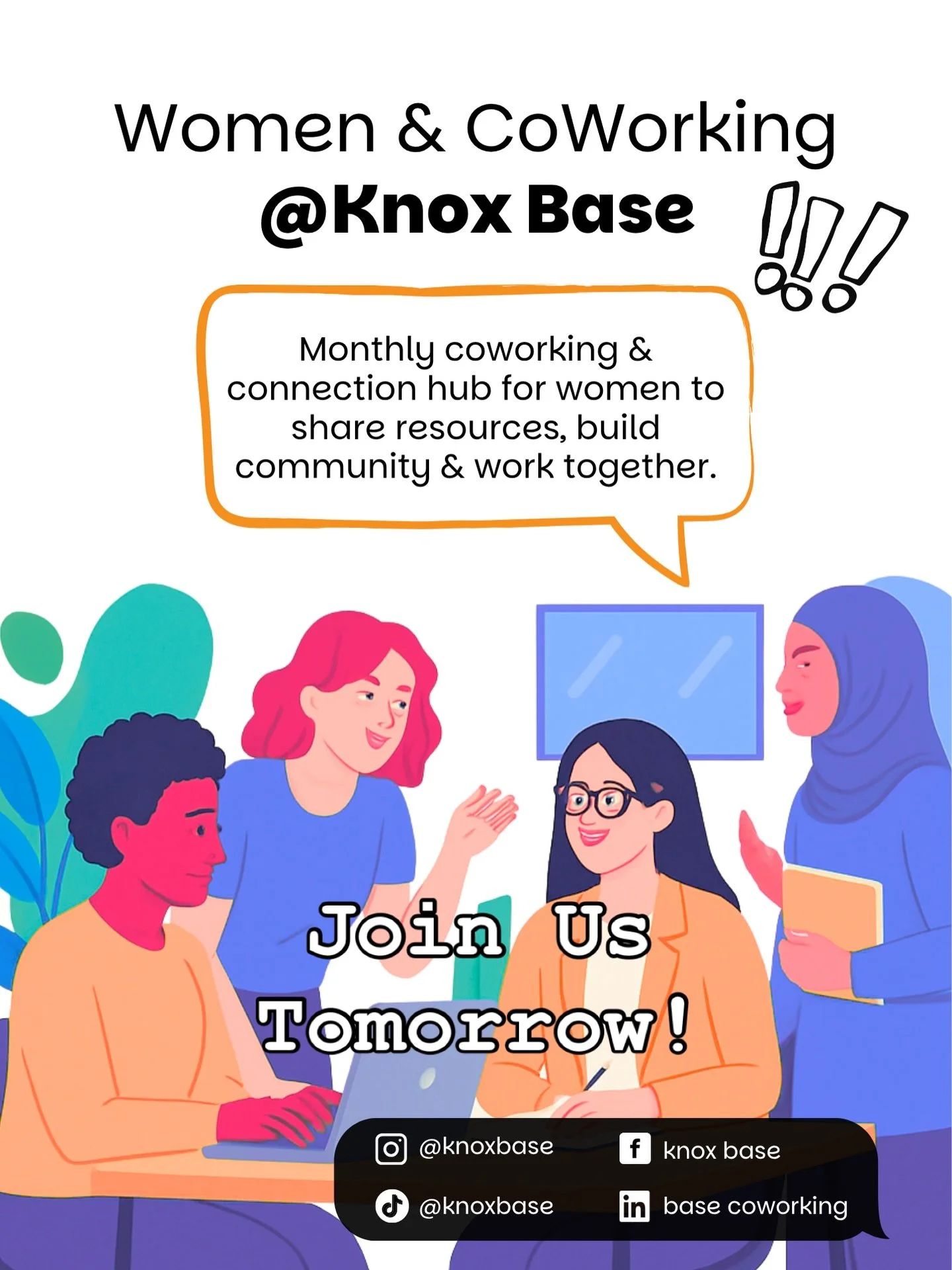 We moved Women &amp; CoWorking @JnoxBase to Thursdays!! Join us the 4th Thursday of the month for intentional coworking. Bring your lunch, your project, and connect with other creative women! We are meeting on the 3rd floor from 11:30-2pm. Knox Base 