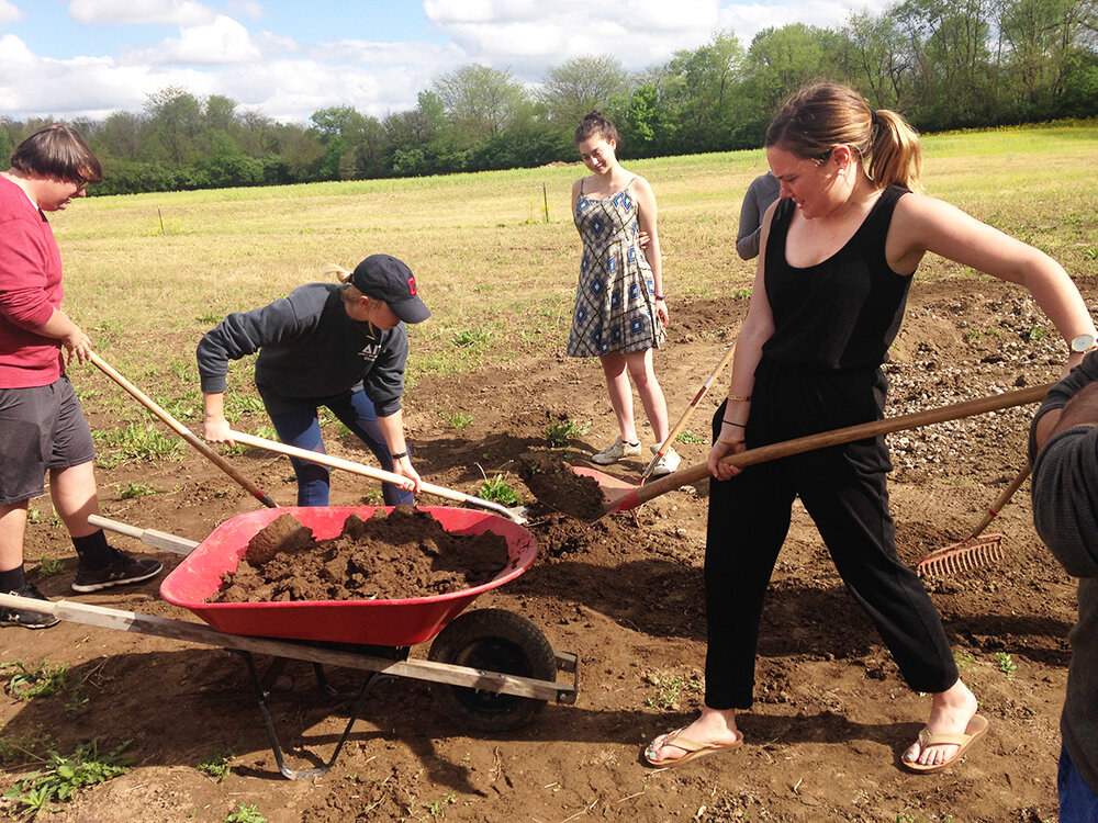 Blair Miami Farm students building worm composter 2018.JPG