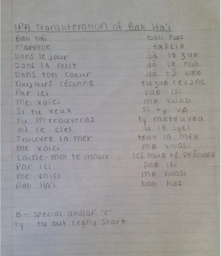 IPA Transliteration of Bali Ha'i for Singers