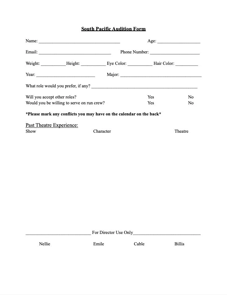 Audition Form