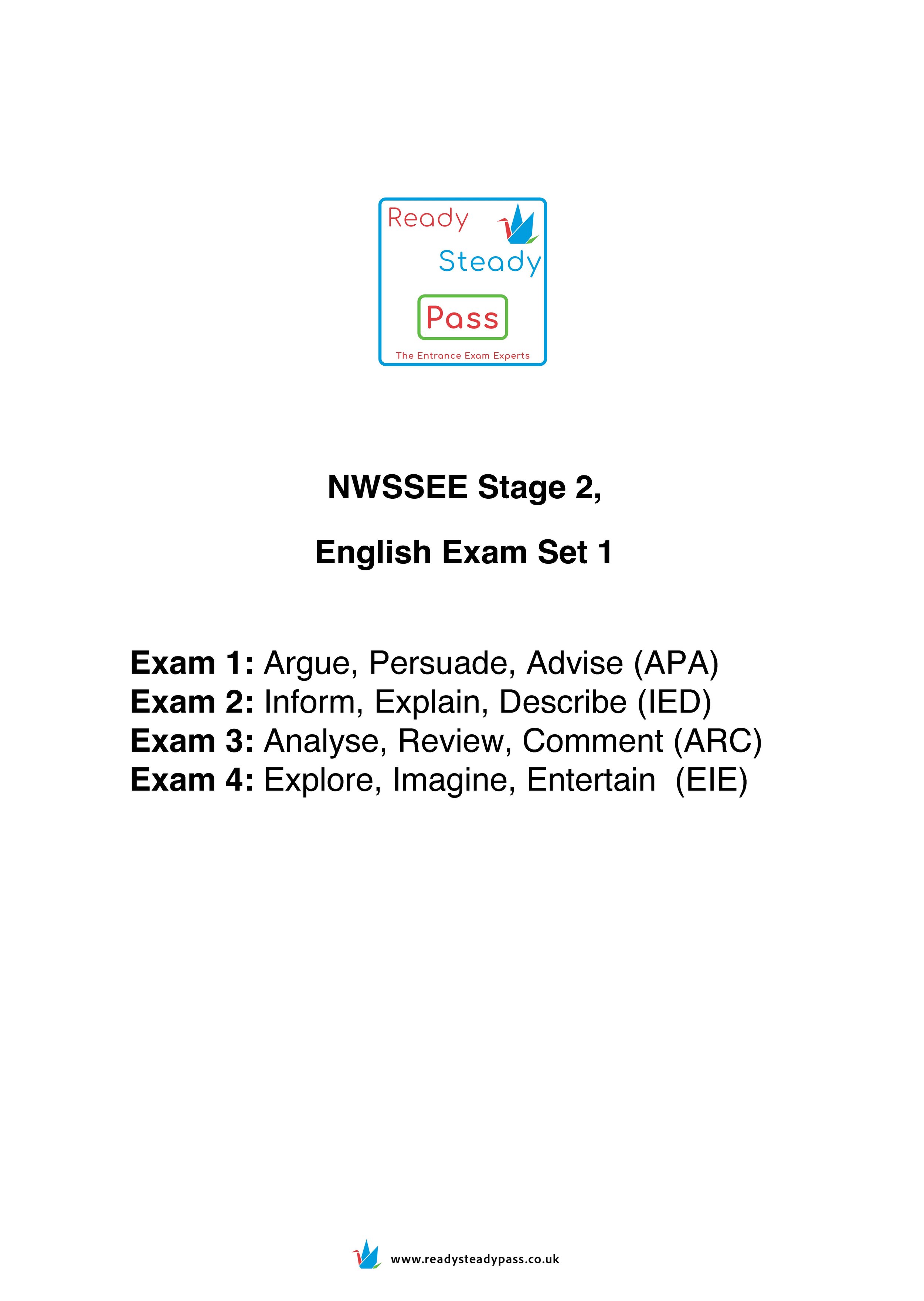 Sutton NWSSEE Stage 2: English, Exam Set 1