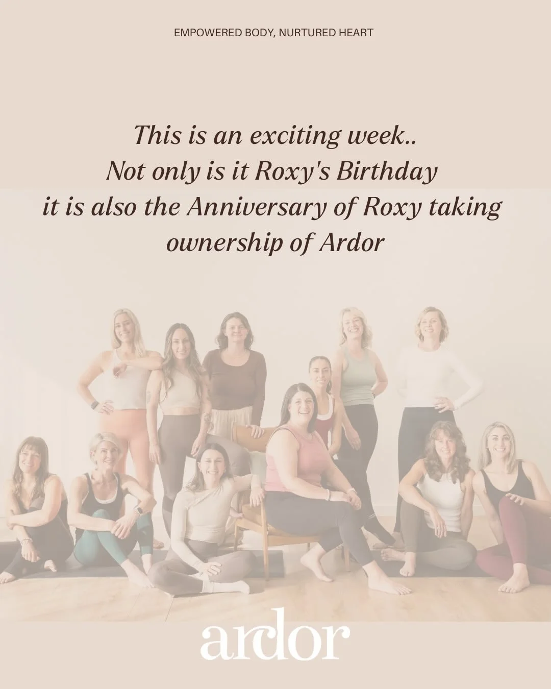 This is a big week, it&rsquo;s time to celebrate 💫 

Not only is it Roxy&rsquo;s Birthday, it is also the first anniversary of Roxy taking ownership of Ardor. 

We are gifting you and a friend a 3 Month Membership. Tag your friend below and why they