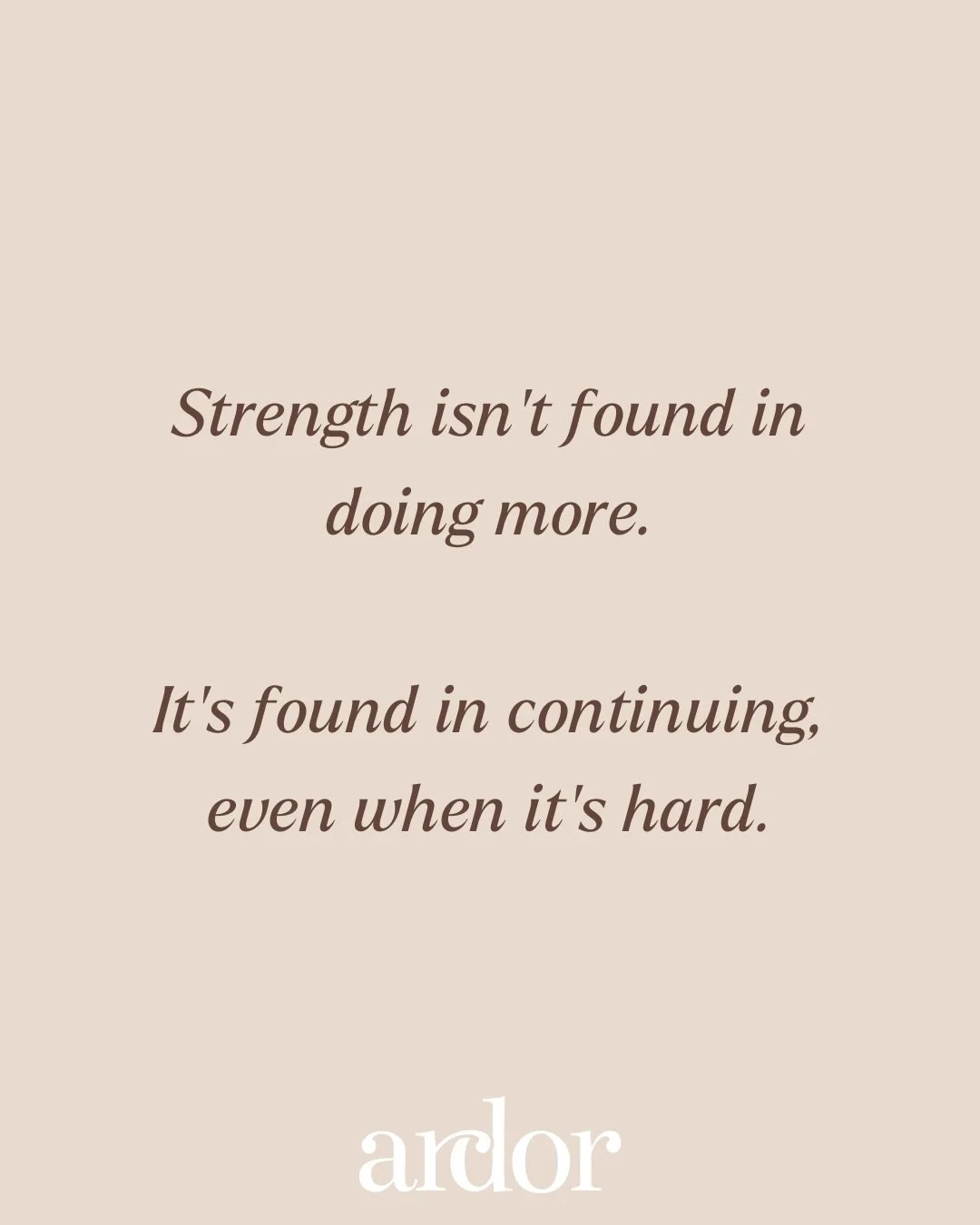 Strength isn&rsquo;t found in doing more. It&rsquo;s found in continuing, even when it&rsquo;s hard. 🤍

We often think strength looks like pushing harder, doing more, or never slowing down.

But sometimes strength looks much quieter.

It&rsquo;s sho