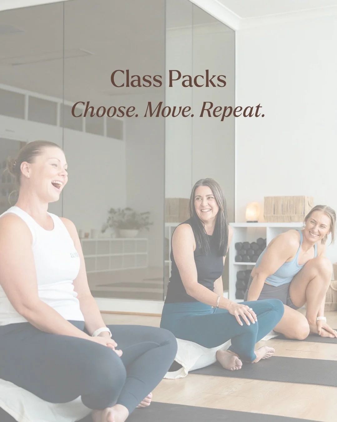 Your wellbeing should work with your lifestyle, not against it. 🤍

Our Class Packs are designed for those who value flexibility while staying committed to movement.

Whether you love yoga, mat pilates, reformer or enjoy a little of everything, there