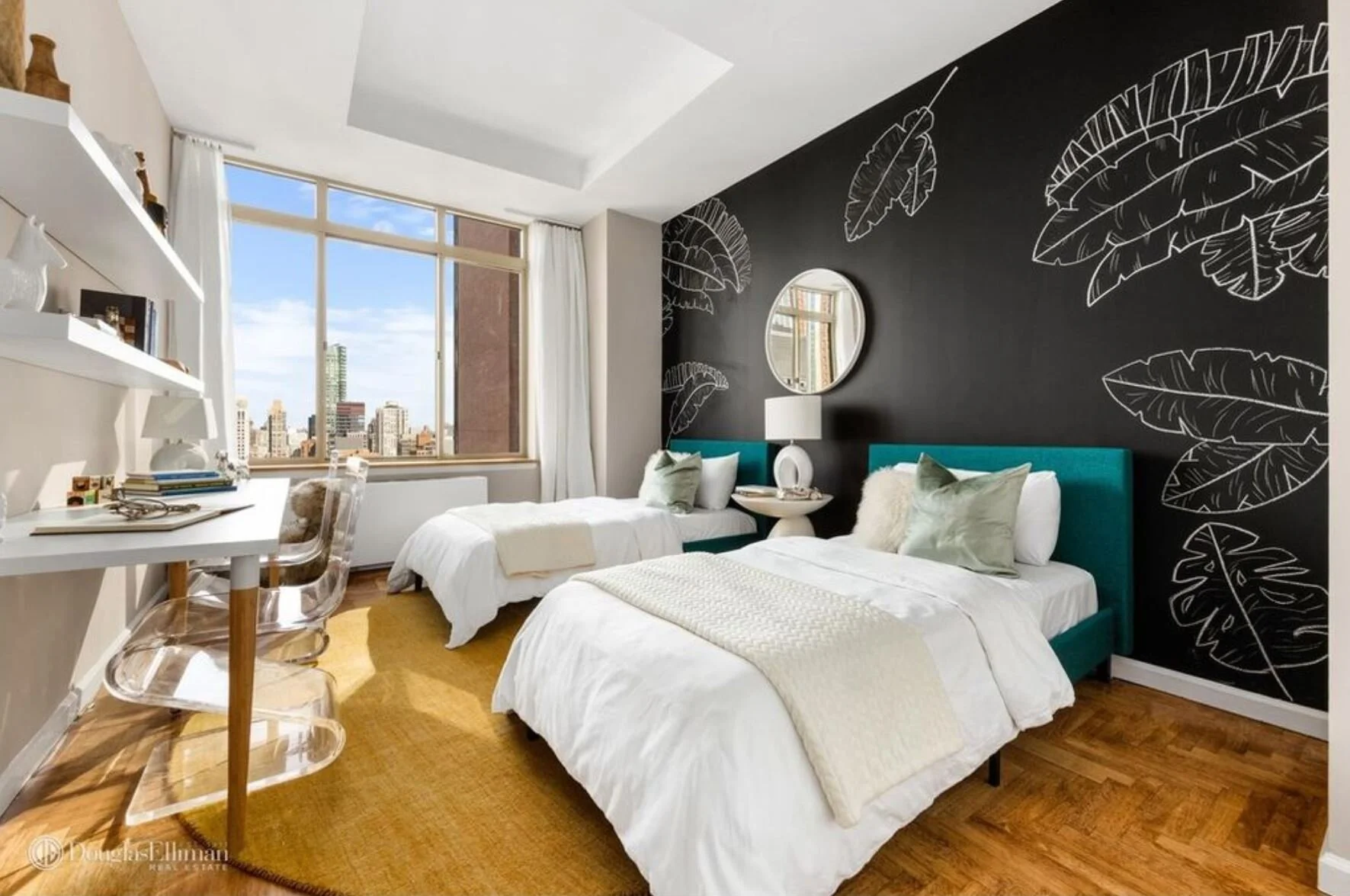 Children's Room Features a Chalkboard Wall with custom graphics