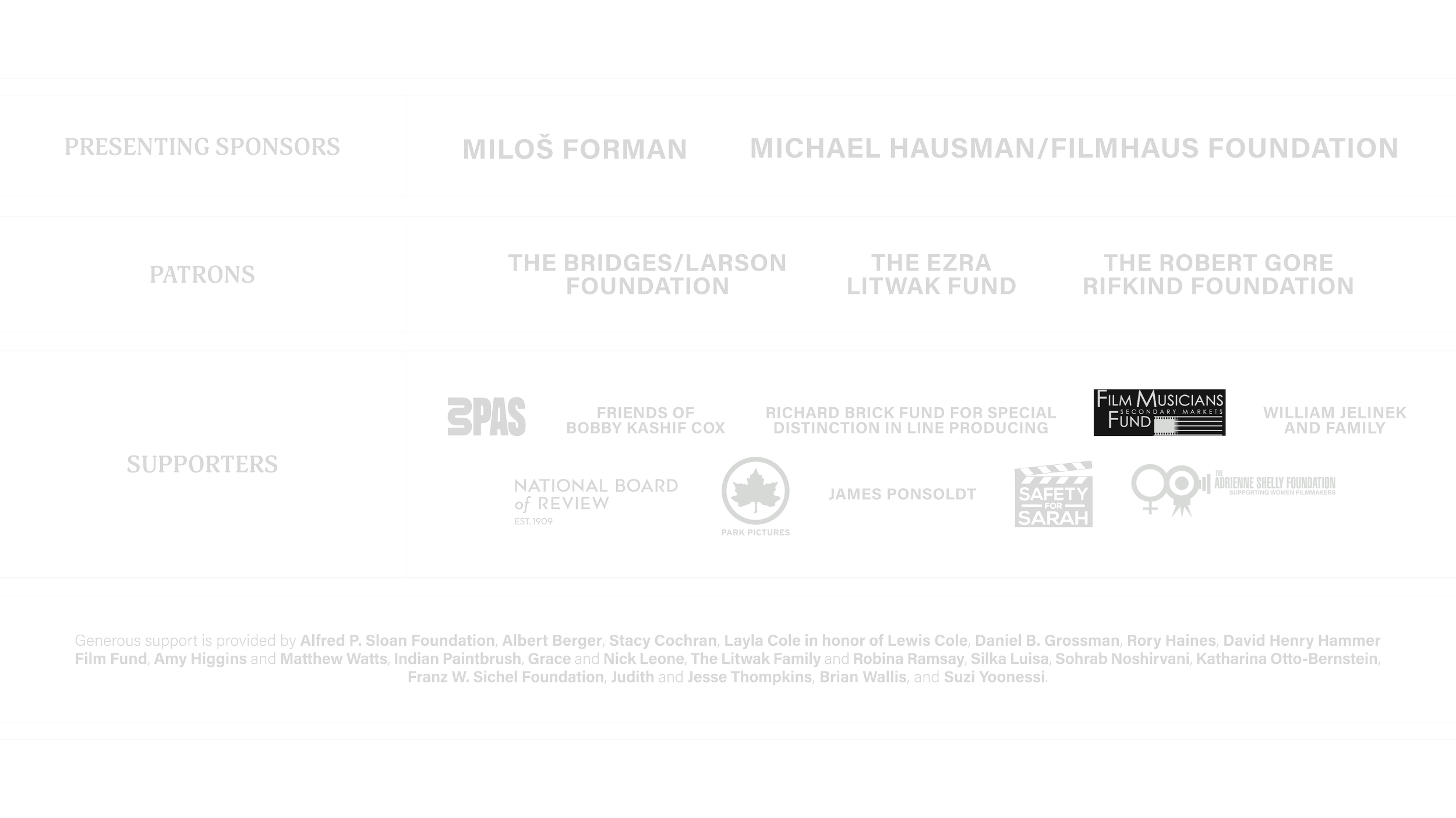 list of supporters