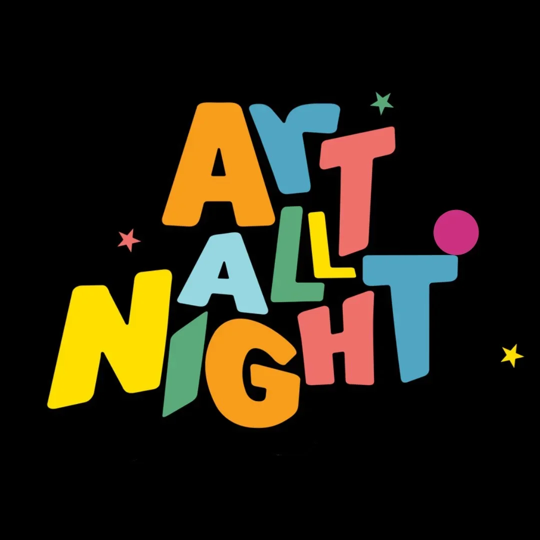 Logo for Art All Night in bright colors