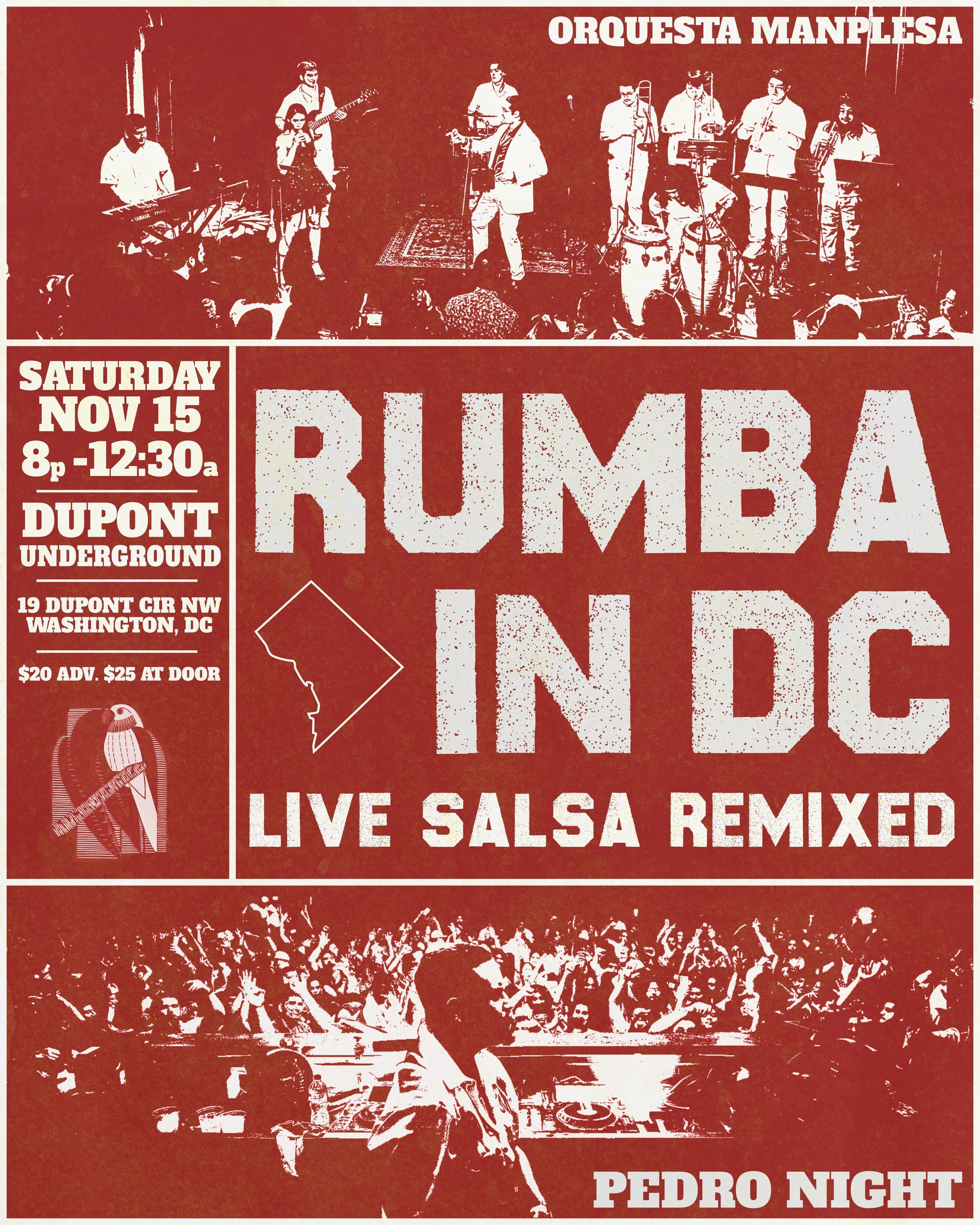 Red poster for salsa band