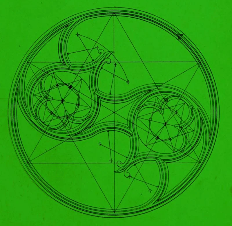 Drawing of pattern from round gothic window