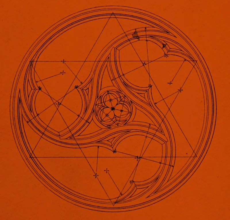 Drawing of pattern from round gothic window