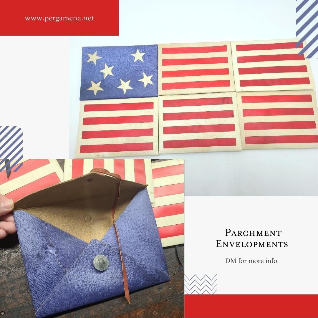 Happy Fourth of July! 

In honor of the fourth, we are doing an Instagram-only sale of our special edition American Flag envelopes. Each envelope is hand-made from our parchment, lined with goat suede, and finished with a puter button. These 8&quot;x