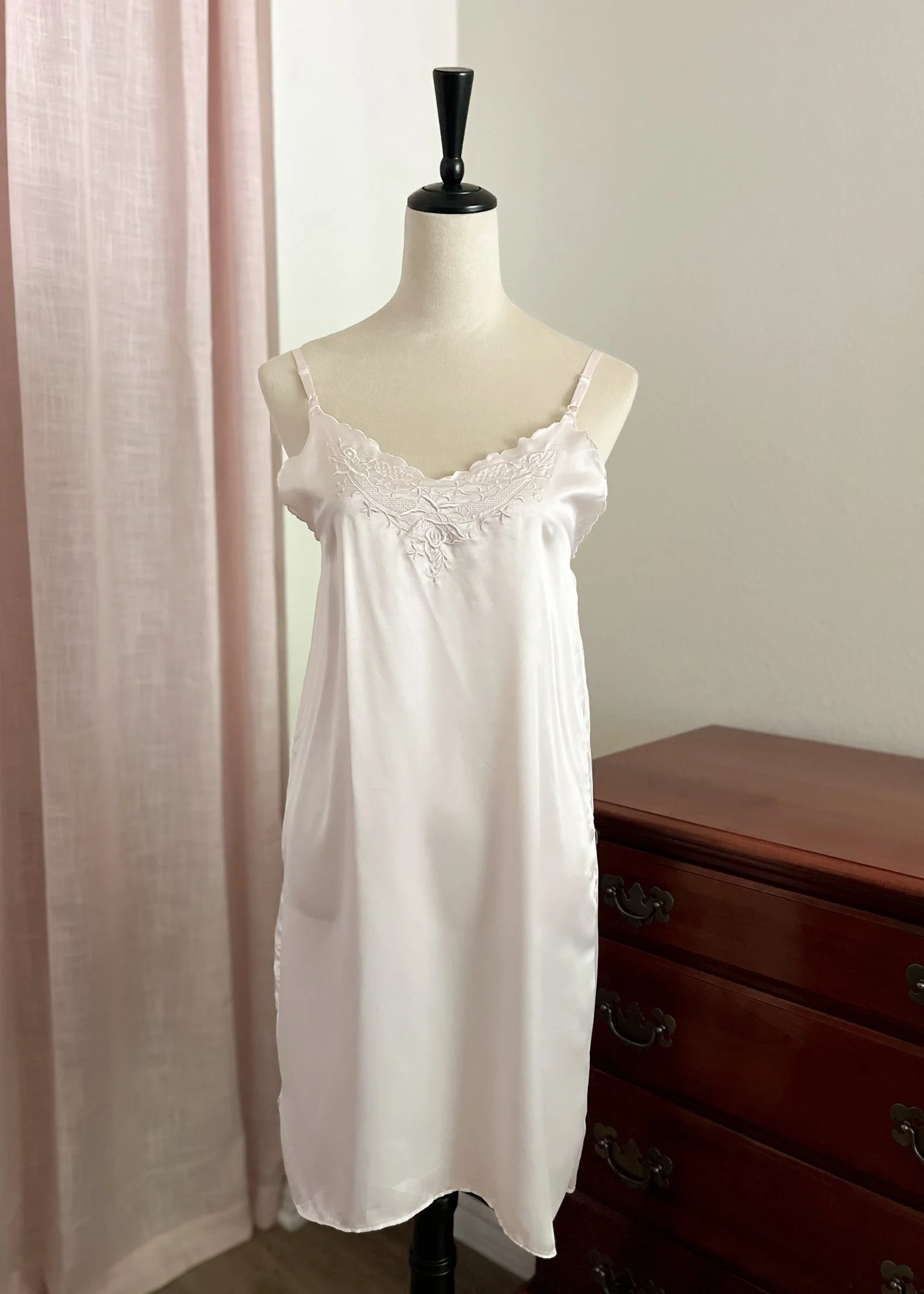 Vintage Light Pink Satin Chemise (S)