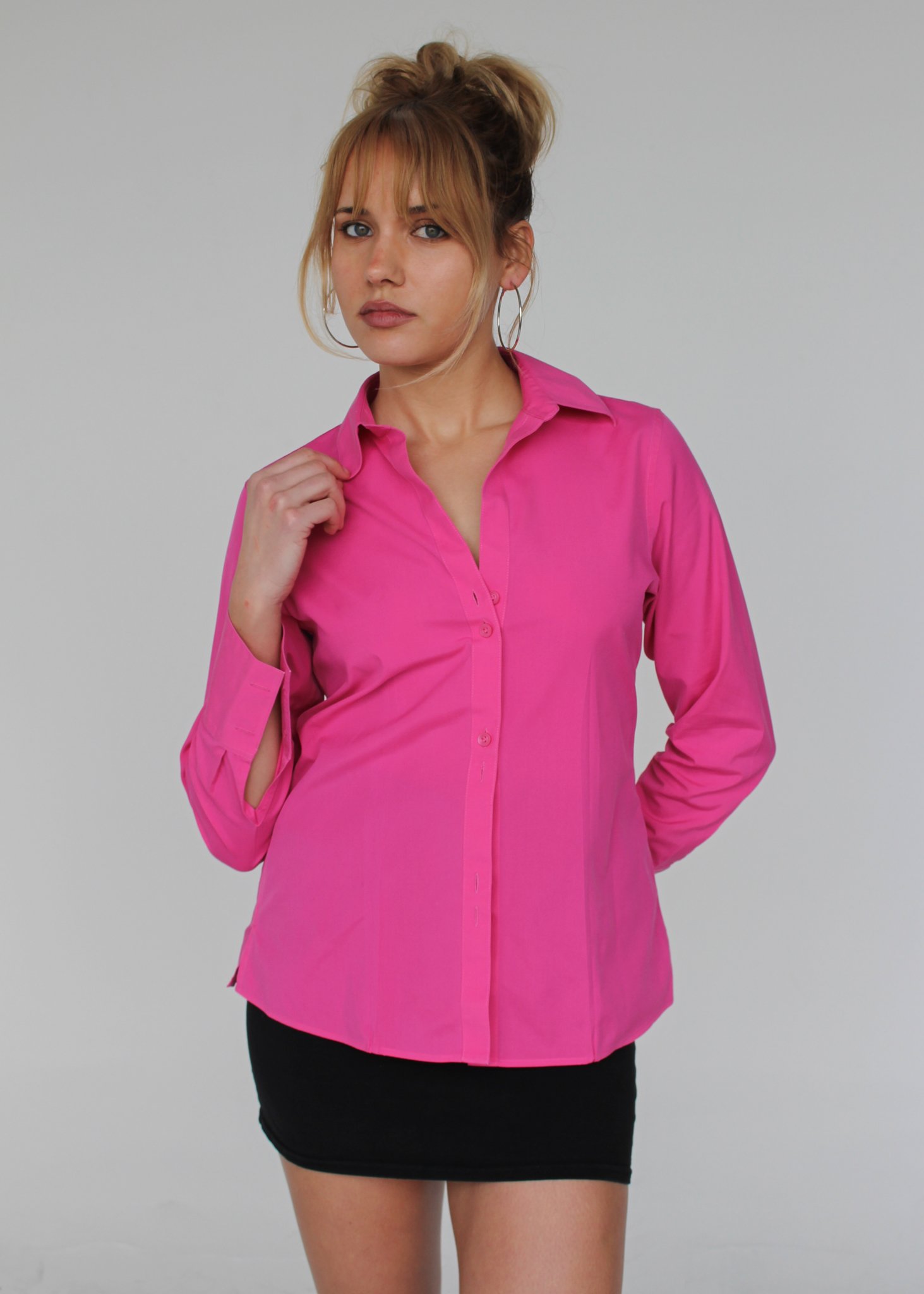Hot Pink Button Up Blouse