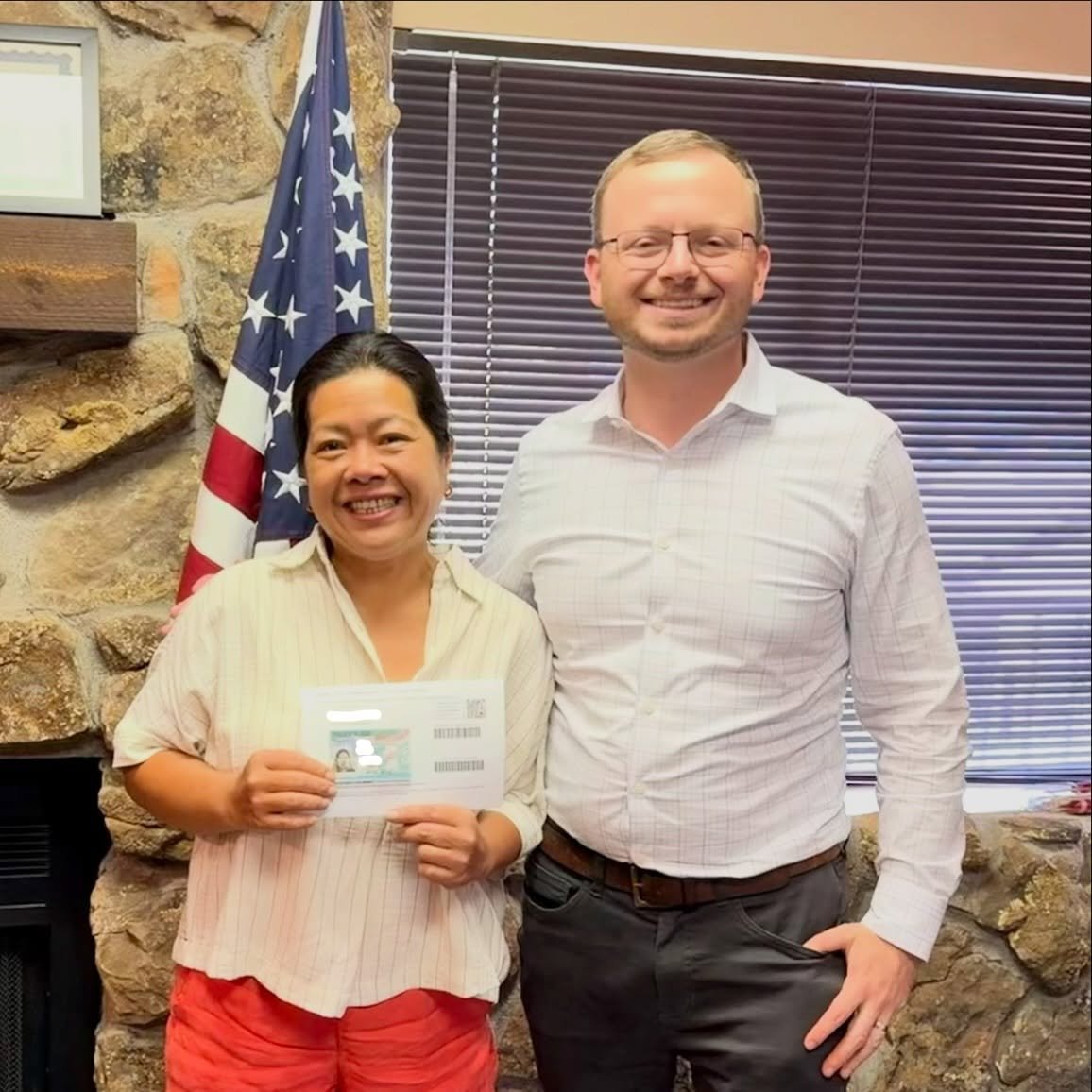 Please congratulate our client Feni from Indonesia 🇮🇩 for earning her Adjustment of Status #GreenCard (Legal Permanent Residence) through her U.S. Citizen son! 🇺🇸
