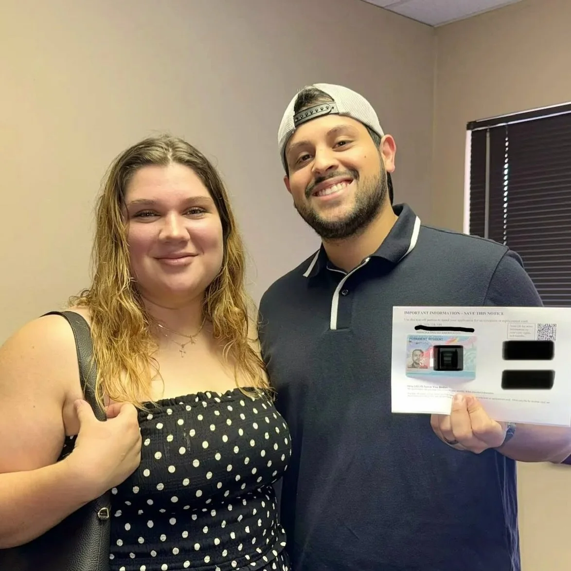 Congratulations to our client Reinmer from Venezuela 🇻🇪 for the approval of his Legal Permanent Residence (Green Card) through his U.S. Citizen wife Adriana! 🇺🇸