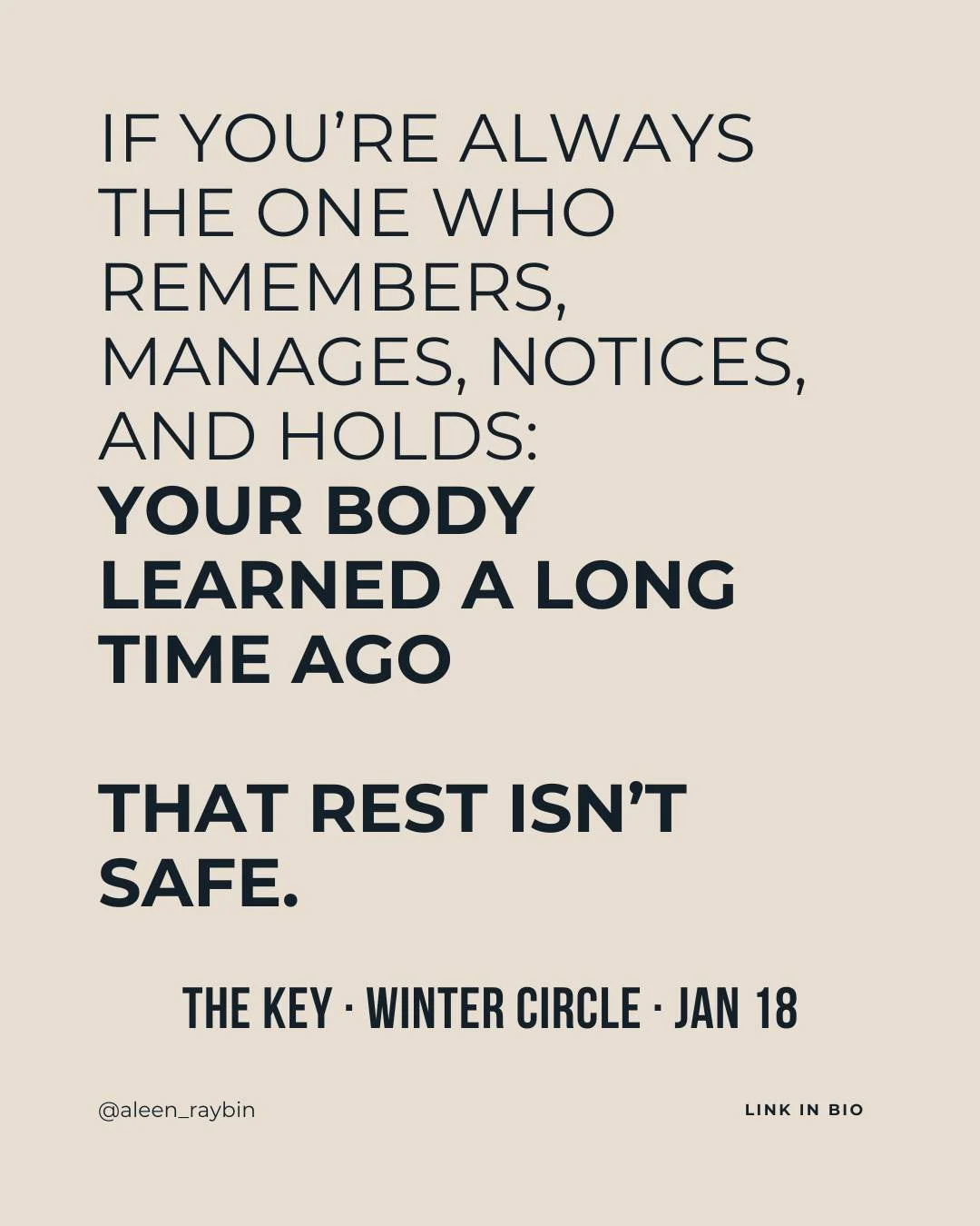 You&rsquo;ve tried:
&bull; delegating
&bull; lowering expectations
&bull; naming the pattern
&bull; being kinder to yourself

And still, your system stays alert.

Because safety doesn&rsquo;t come from insight.
It comes from context.

THE KEY is a co
