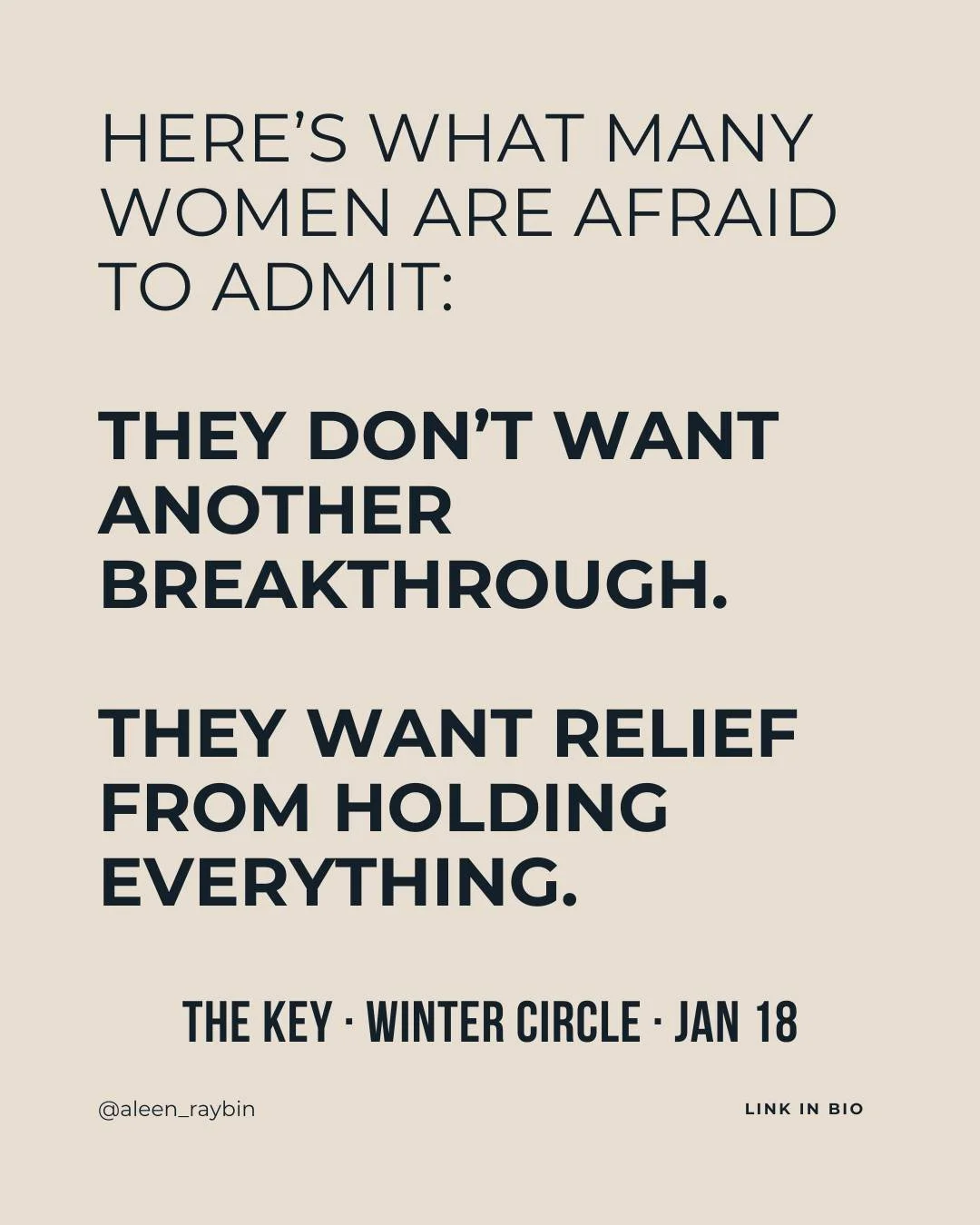You&rsquo;ve tried:
&bull; being strong
&bull; being conscious
&bull; being grateful
&bull; being resilient

What works instead is quieter AND braver:
Letting yourself be held without earning it.

THE KEY exists for that moment.

Join us this winter.