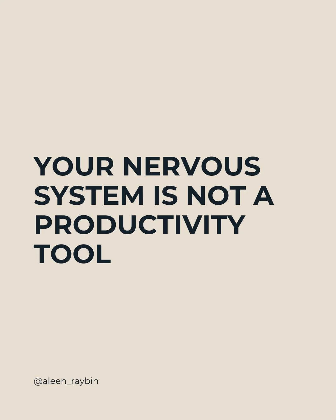 Your nervous system is not a productivity tool.

It&rsquo;s not here to help you:
push harder
override your limits
stay &ldquo;on&rdquo; no matter what

It&rsquo;s not a system to optimize.

It&rsquo;s the system that tells you what&rsquo;s actually 