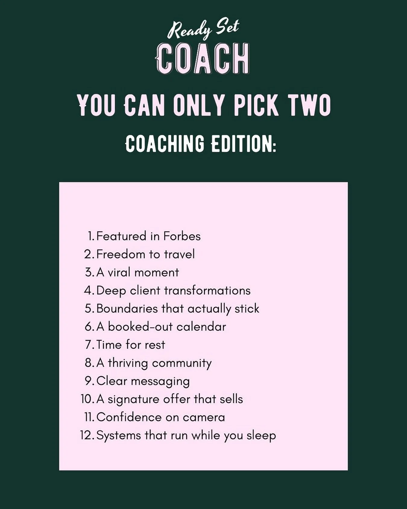 Coaches what would you do if you could only pick 2?