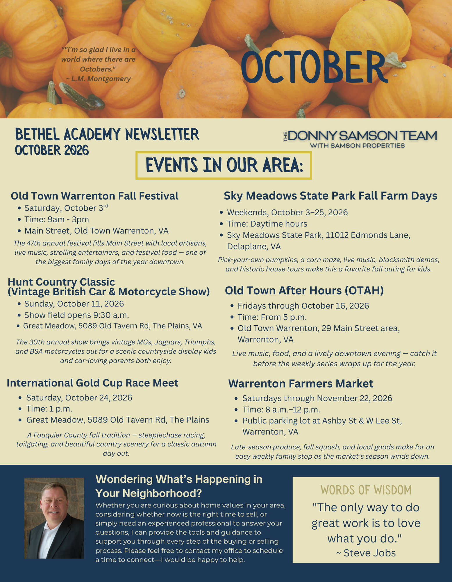 Bethel Academy October Guide: Fall Events in Warrenton