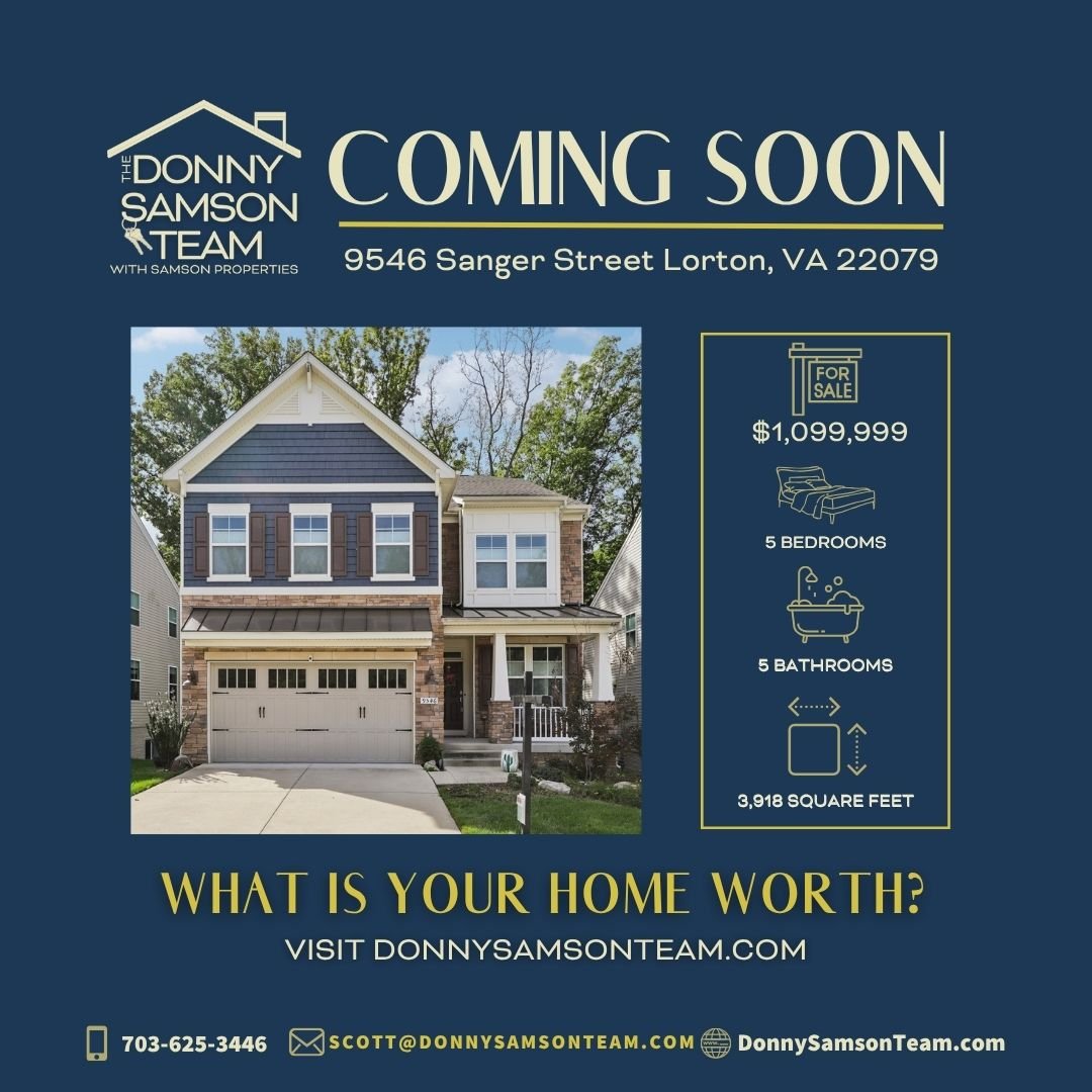 👀 COMING SOON in Lorton, VA!

A 5-bedroom home in Giles Overlook hits the market Thursday 10/15. 🙌
On a cul-de-sac that backs to trees 🌳

📍 Giles Overlook, Lorton &middot; Fairfax County
🛏️ 5 bedrooms &middot; 4.5 baths &middot; 3,918 finished s