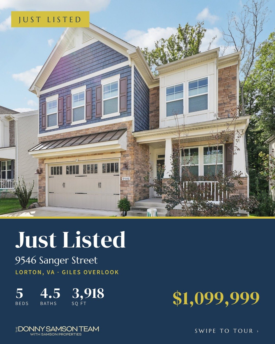 🏡 JUST LISTED in Lorton, VA!

5 bedrooms. 4.5 baths. 3,918 finished sq ft. 🙌
On a cul-de-sac that backs to trees 🌳

📍 Giles Overlook, Lorton &middot; Fairfax County
🍳 Oversized kitchen island + double oven
🔥 Gas fireplace in the family room
🍷 