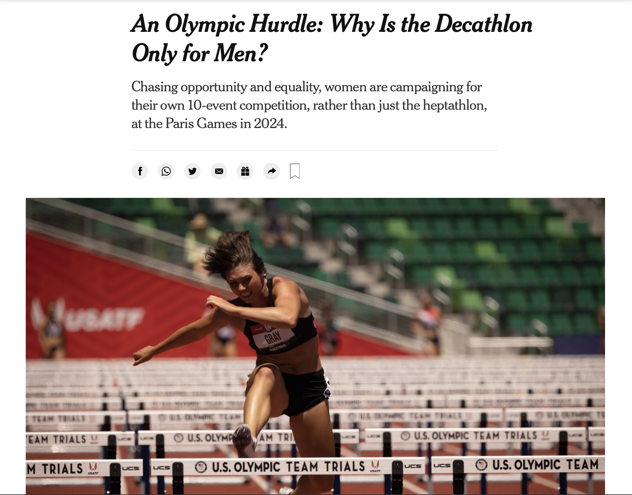 An Olympic Hurdle: Why Is the Decathlon Only for Men? - The New