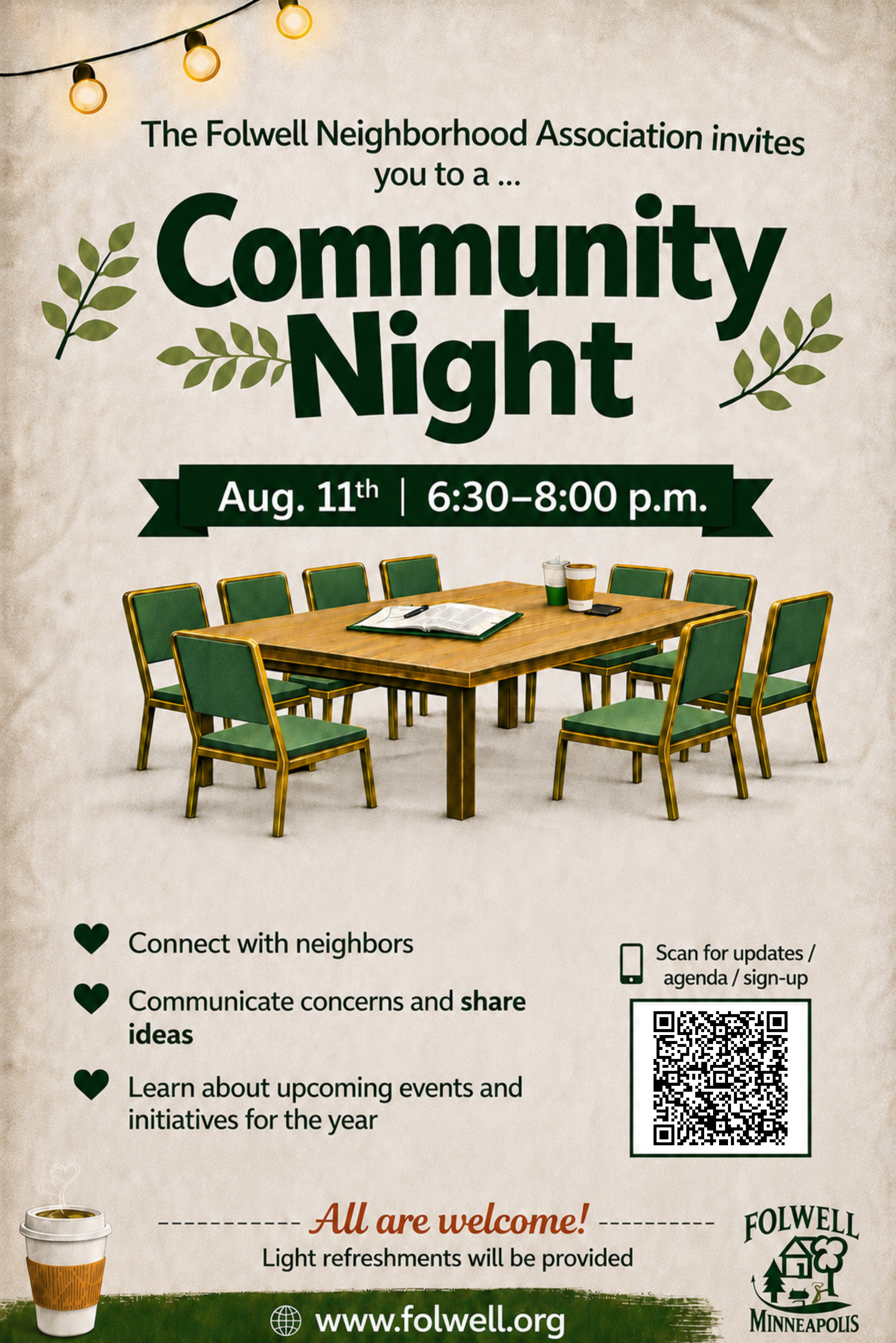 Community Night Rescheduled to Tuesday, August 11