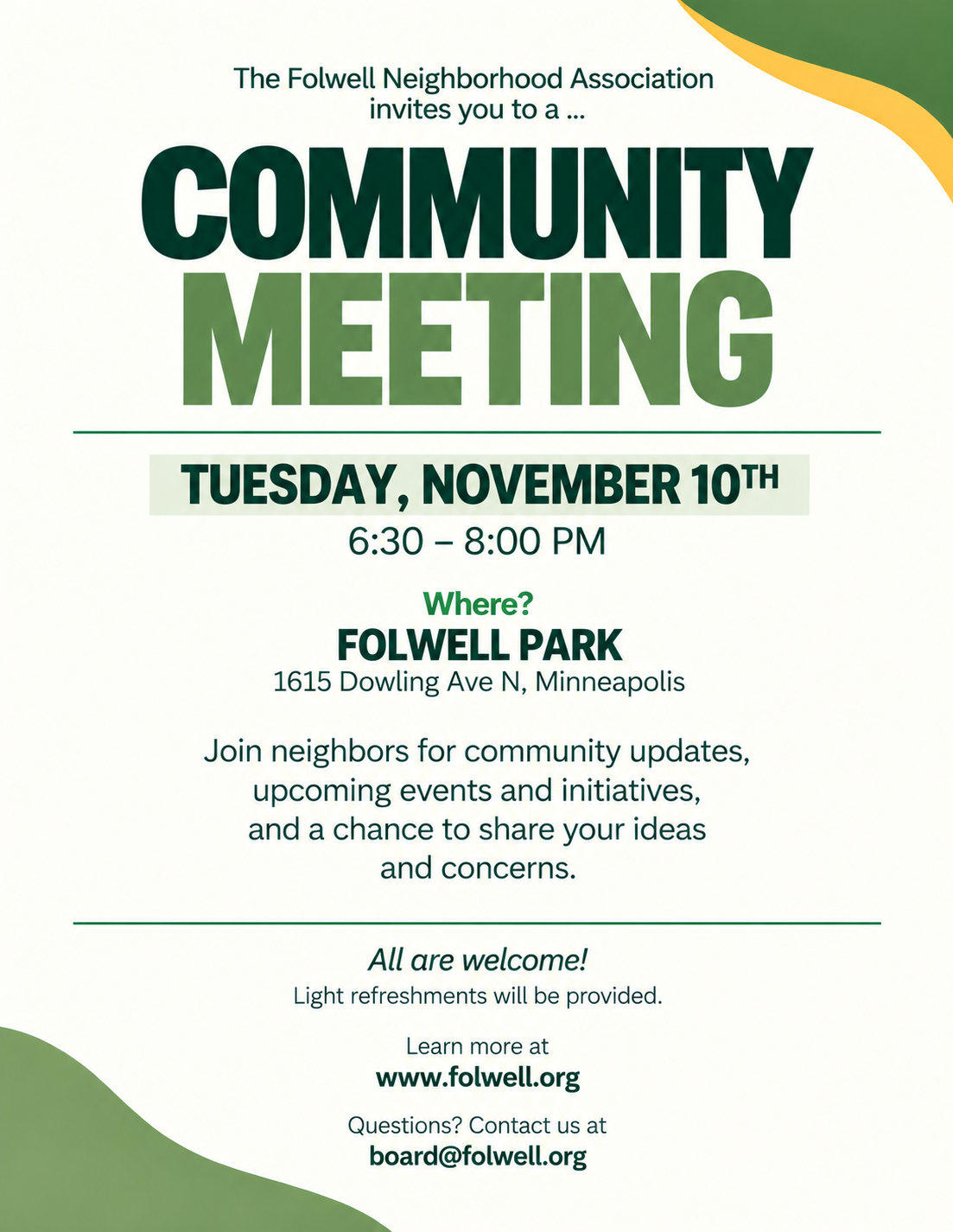 November Community Night - Tuesday, Nov. 10