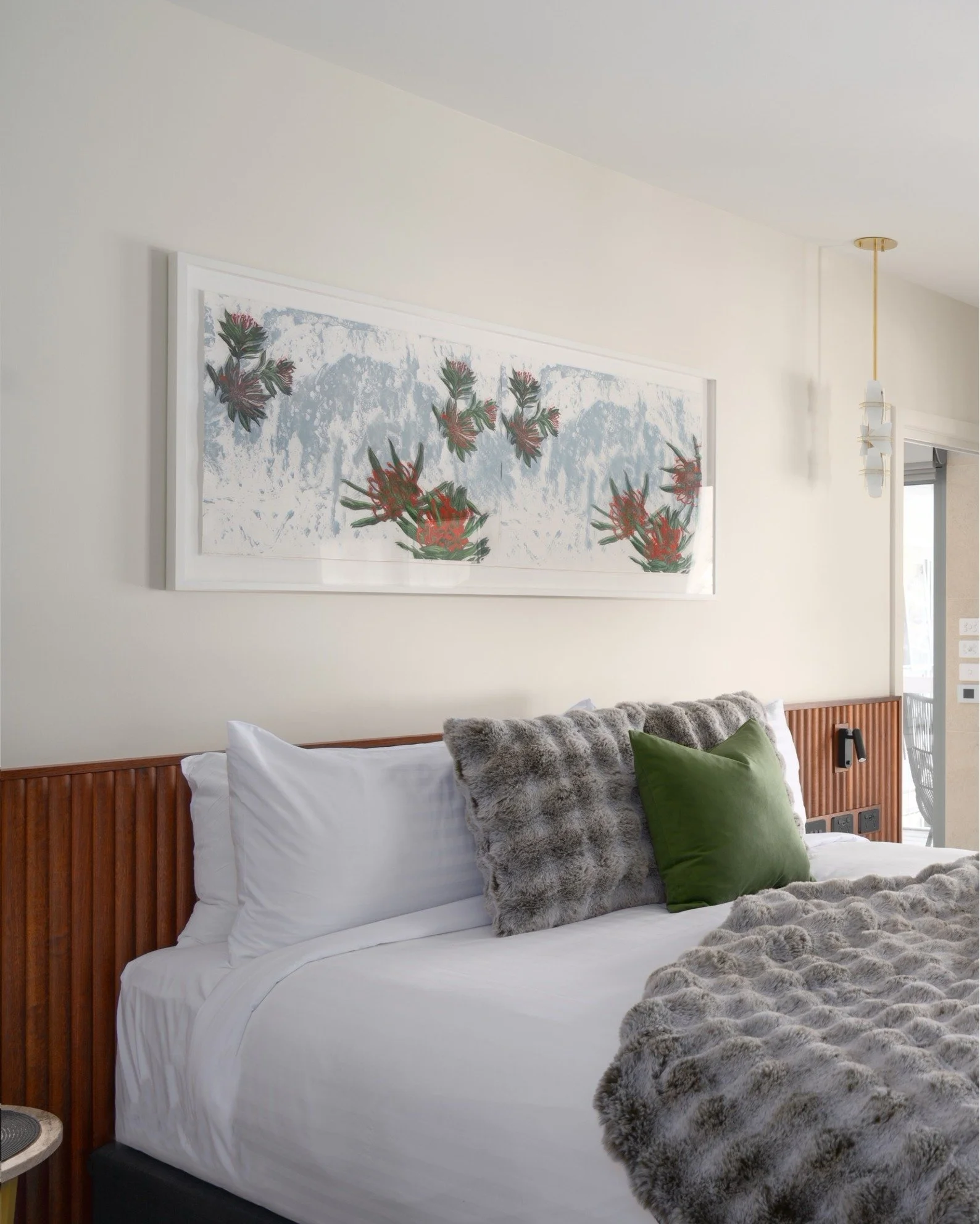 Introducing the Marina Suite at Risby Cove.

Set on the first floor, this suite looks out over our marina and across the wide waters of Macquarie Harbour. Floor-to-ceiling windows bring the harbour inside, while a large private deck offers the perfec