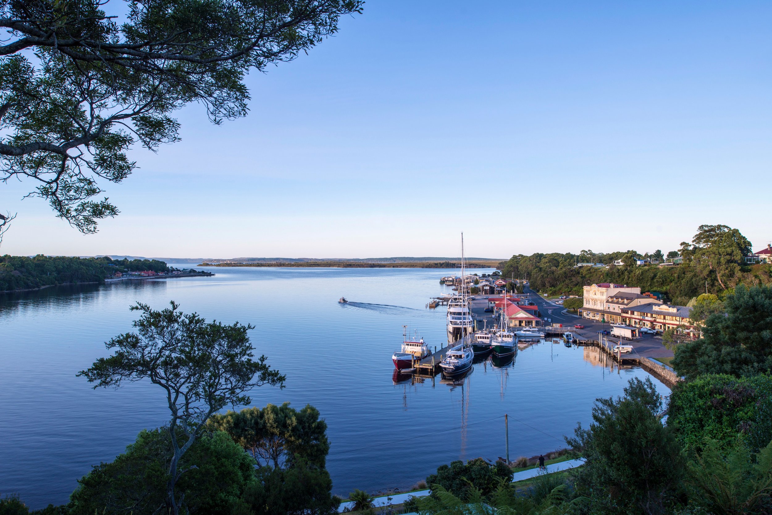 Strahan waterfront at dusk
