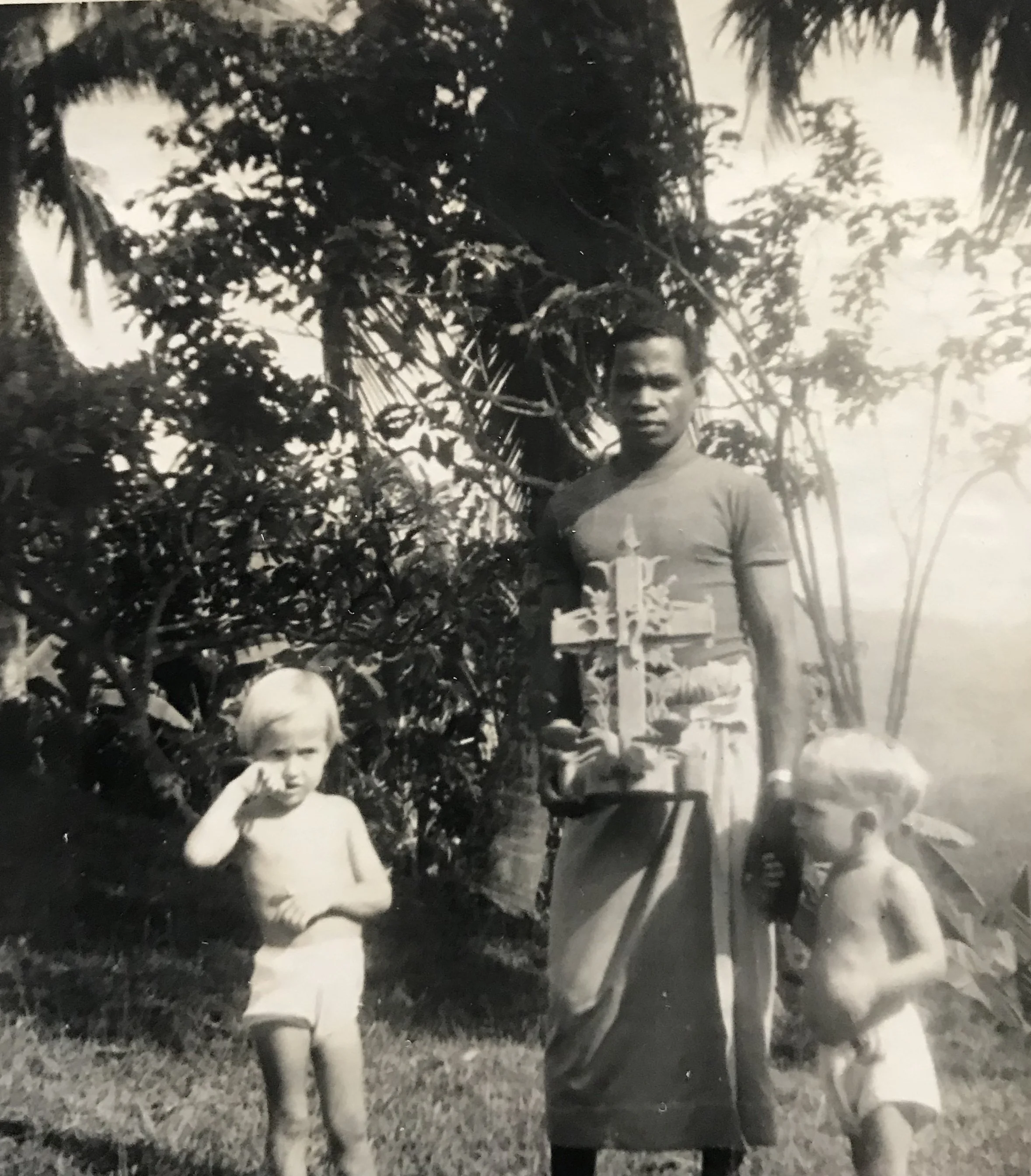 1962-63 Paula and Tom with carver from Laugwec.jpg