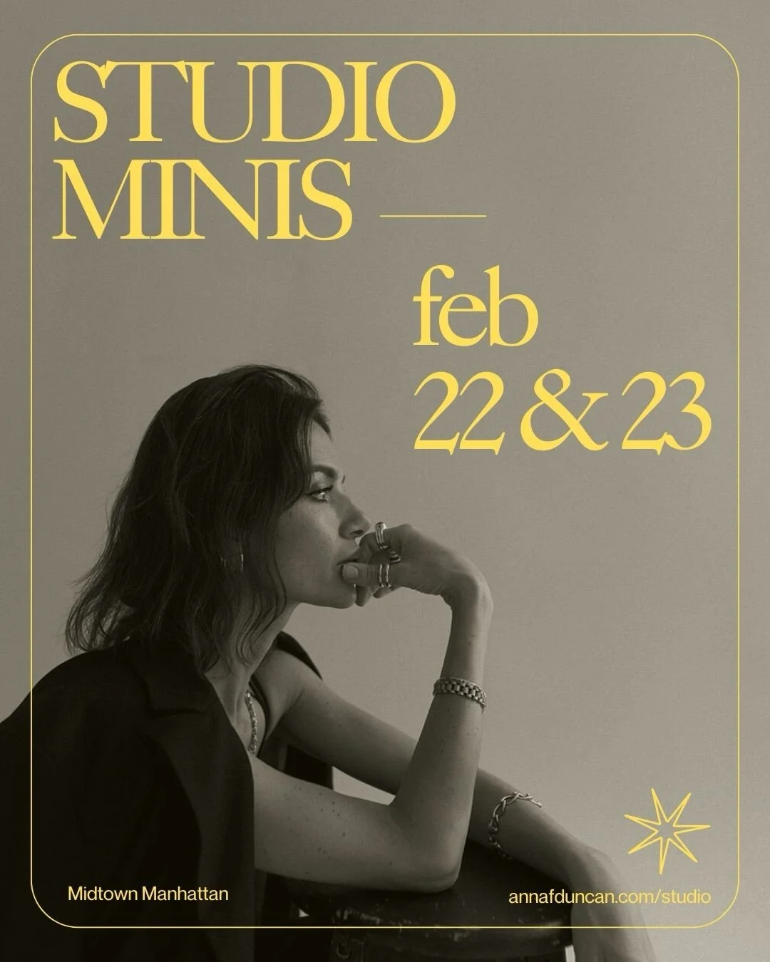 Studio mini sessions are live! Head to annafduncan.com/studio to book your spot 🤍