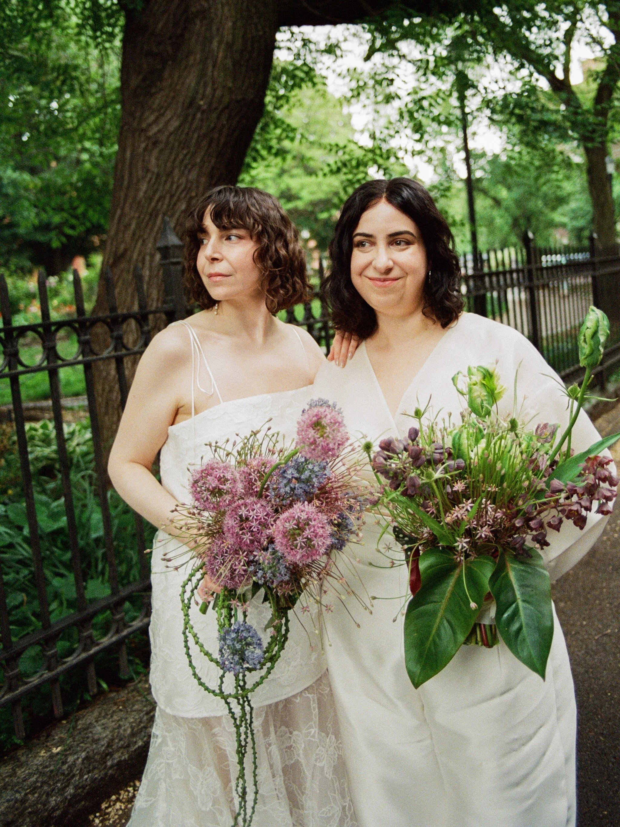 An intimate wedding day in Brooklyn for Joyce + Emily. // The rain let up for the exact 45 min we had scheduled for portraits and then gave us the coziest background noise for the rest of the evening. They turned @cafespaghetti into a floral dreamlan