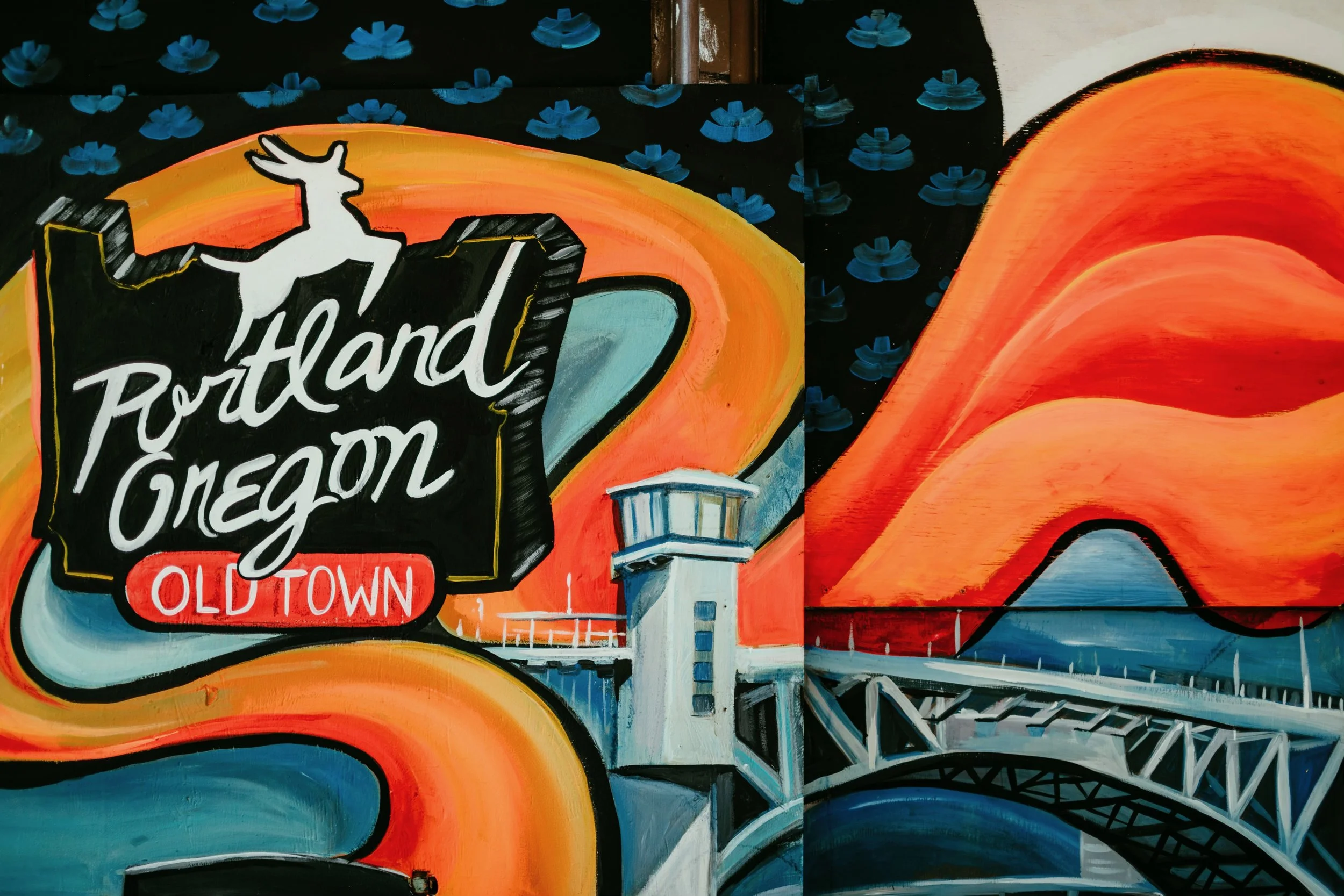 Portland, OR sign and the bridge