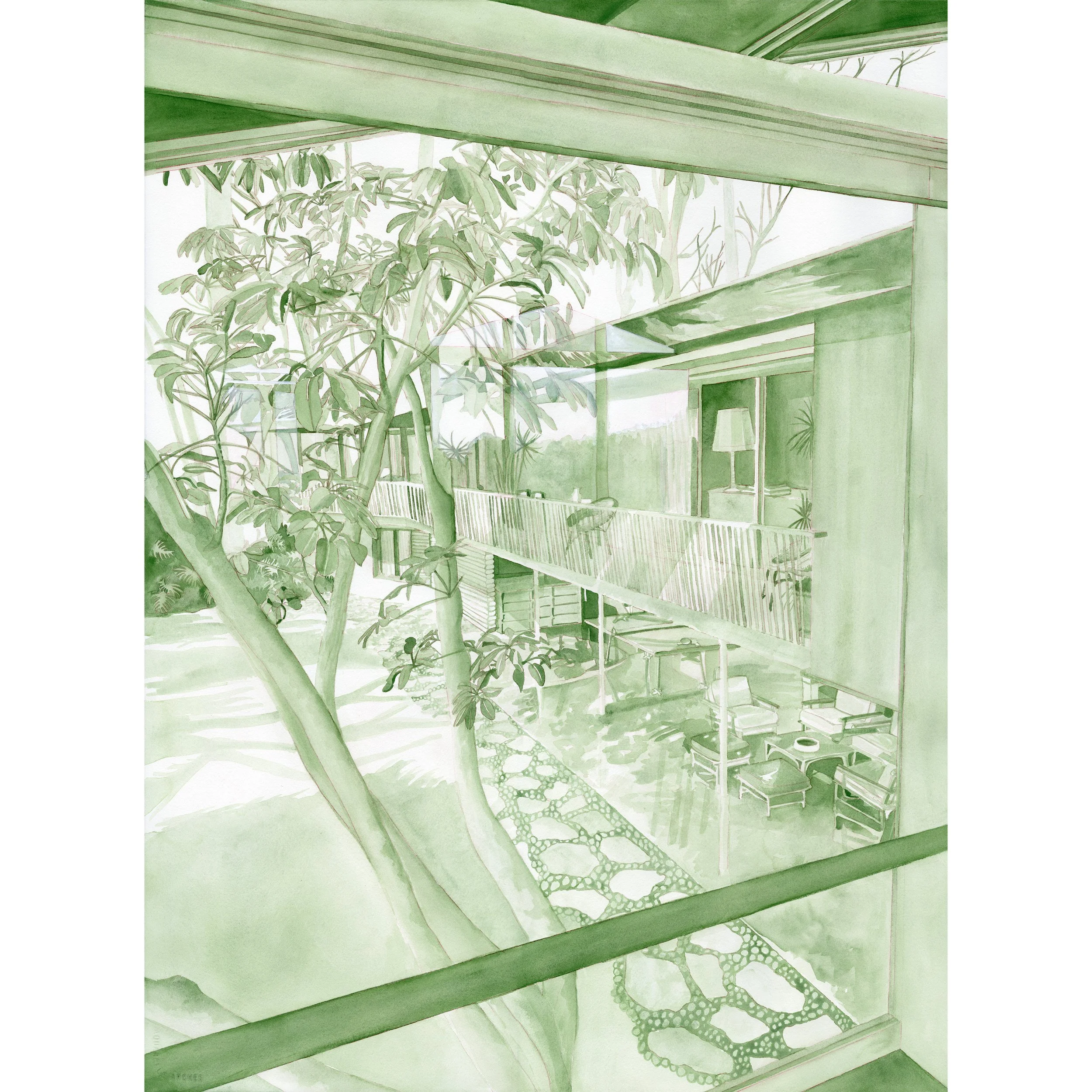 Sap Green, 2026, Handmade Watercolor on Arches, 22"x30"