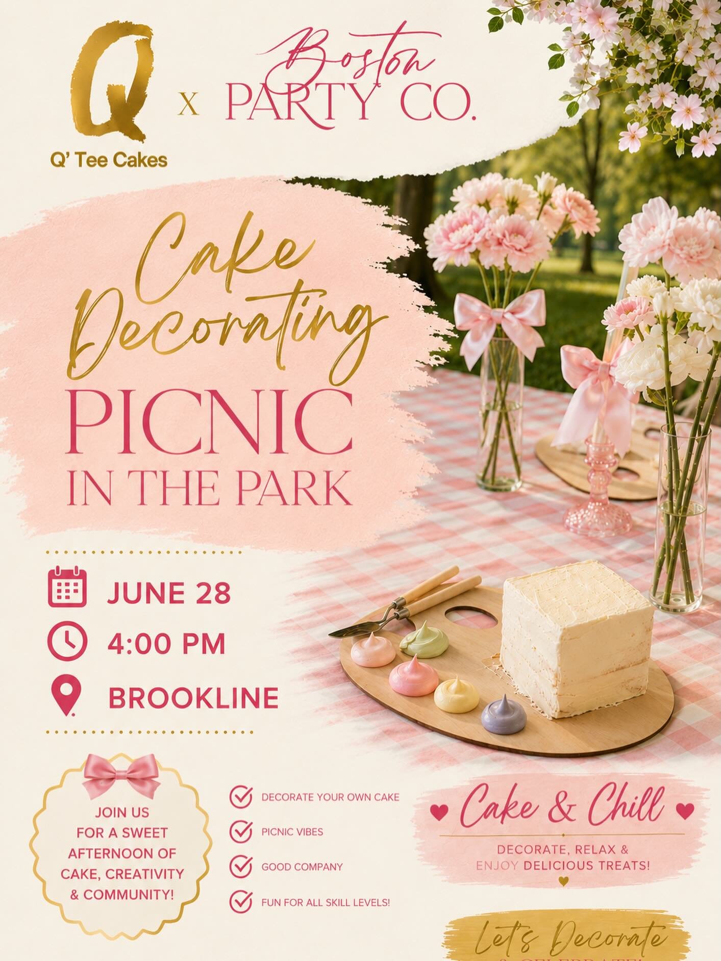 🌸WE&rsquo;RE BACK! 🌸
Did you miss us???

Grab your besties, pack your picnic vibes, and join us for an afternoon of sweet fun at our Cake Decorating Picnic in the Park! ✨

Spend the afternoon decorating your own cake, enjoying great company, snappi