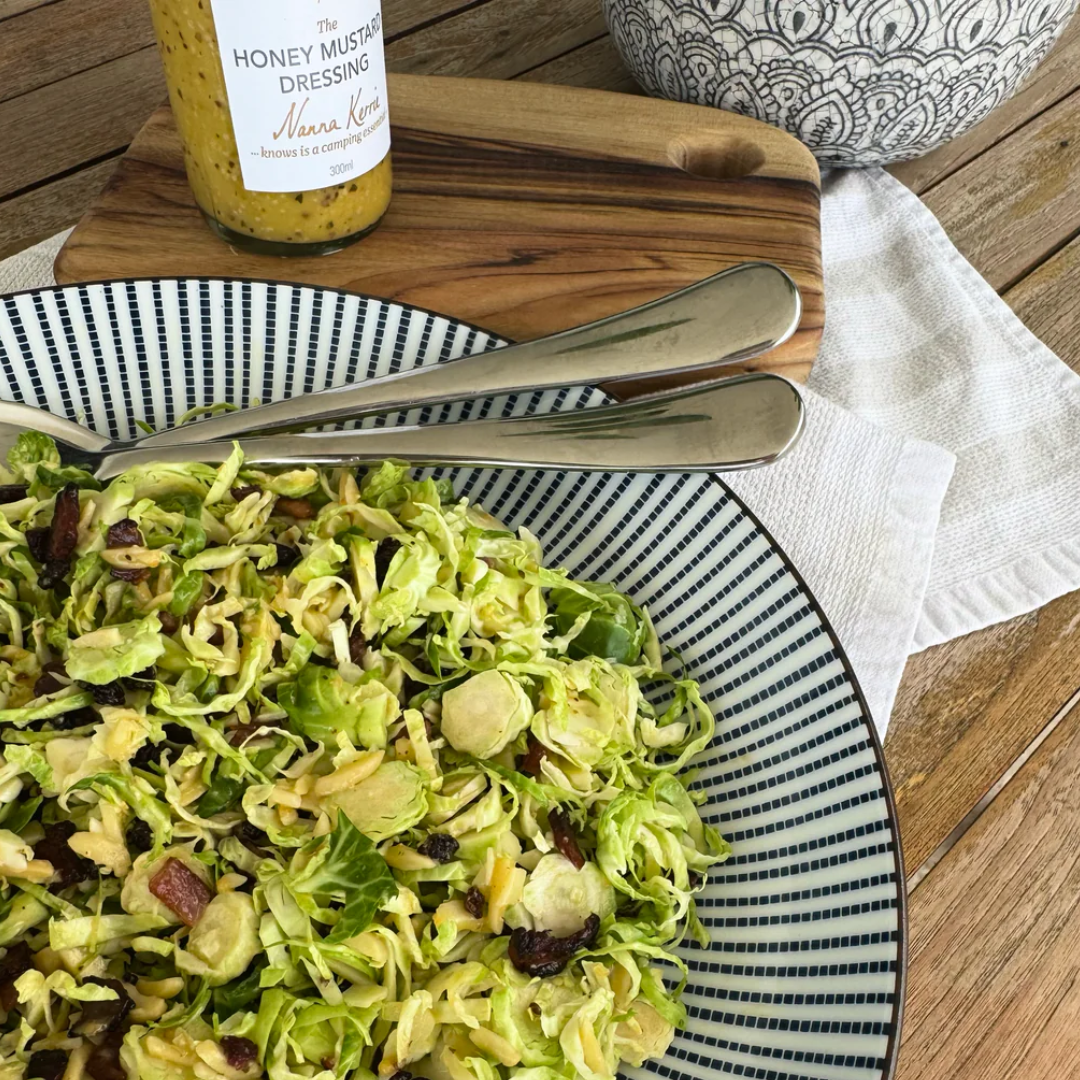 Brussel Sprout Slaw with Honey Mustard Dressing