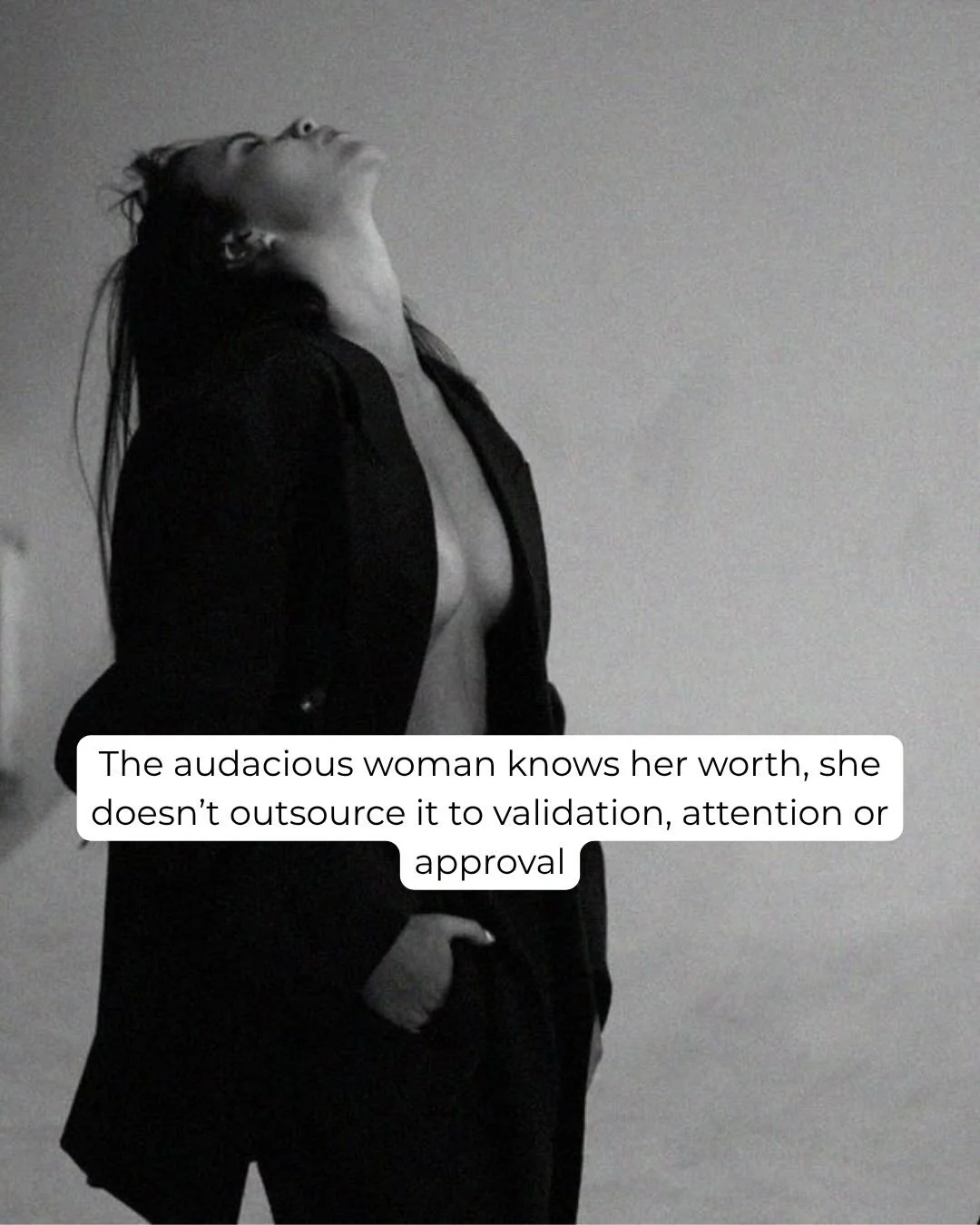 The audacious woman isn&rsquo;t who the world taught you to be.

She&rsquo;s the woman who stops living by expectations.
Stops seeking her worth in validation.
Stops abandoning herself just to be liked.

She&rsquo;s the woman who starts listening to 