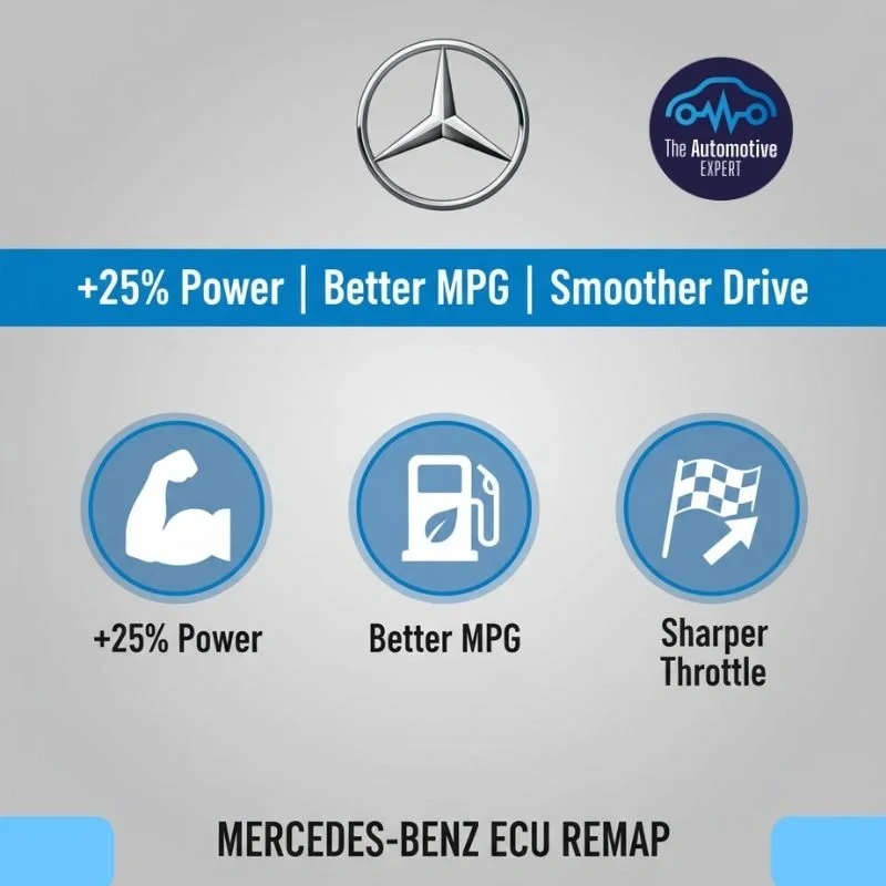 Infographic showing benefits of Mercedes ECU remapping.