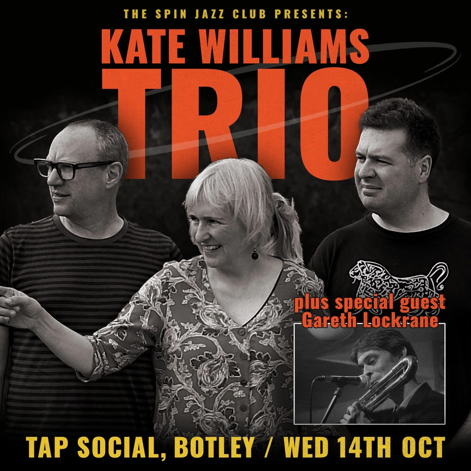 The Spin presents: Kate Williams Trio plus special guest Gareth Lockrane @ Tap Social, Botley, Oxford - Wednesday 14th October, Doors 7.30pm