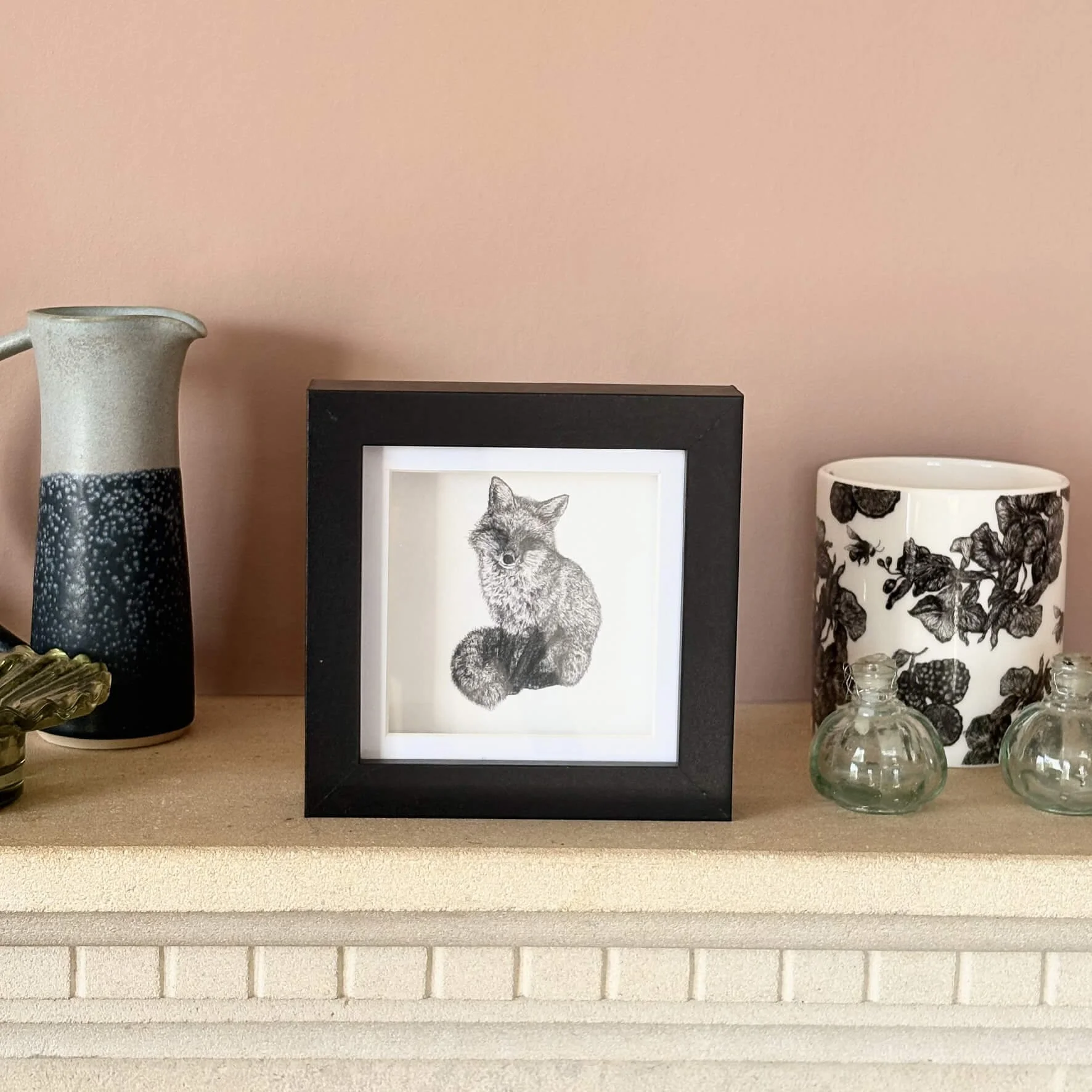 Mini_frame_fox_illustrated_print_plaster_wall_shelf.jpg