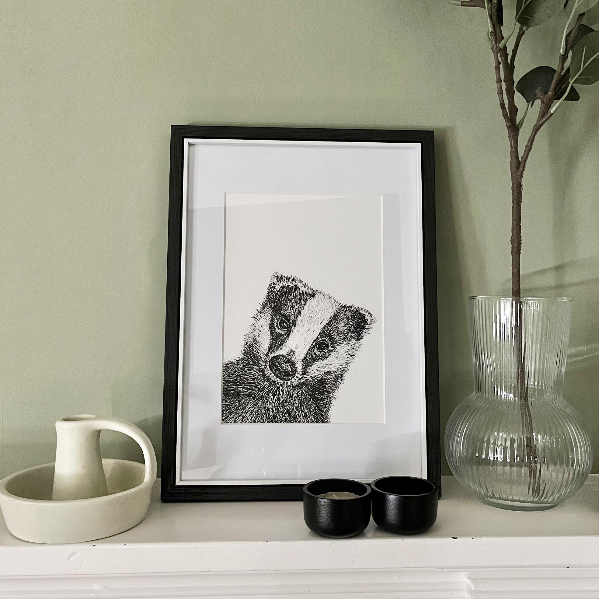 Peeping_Badger_Framed_Print.jpg