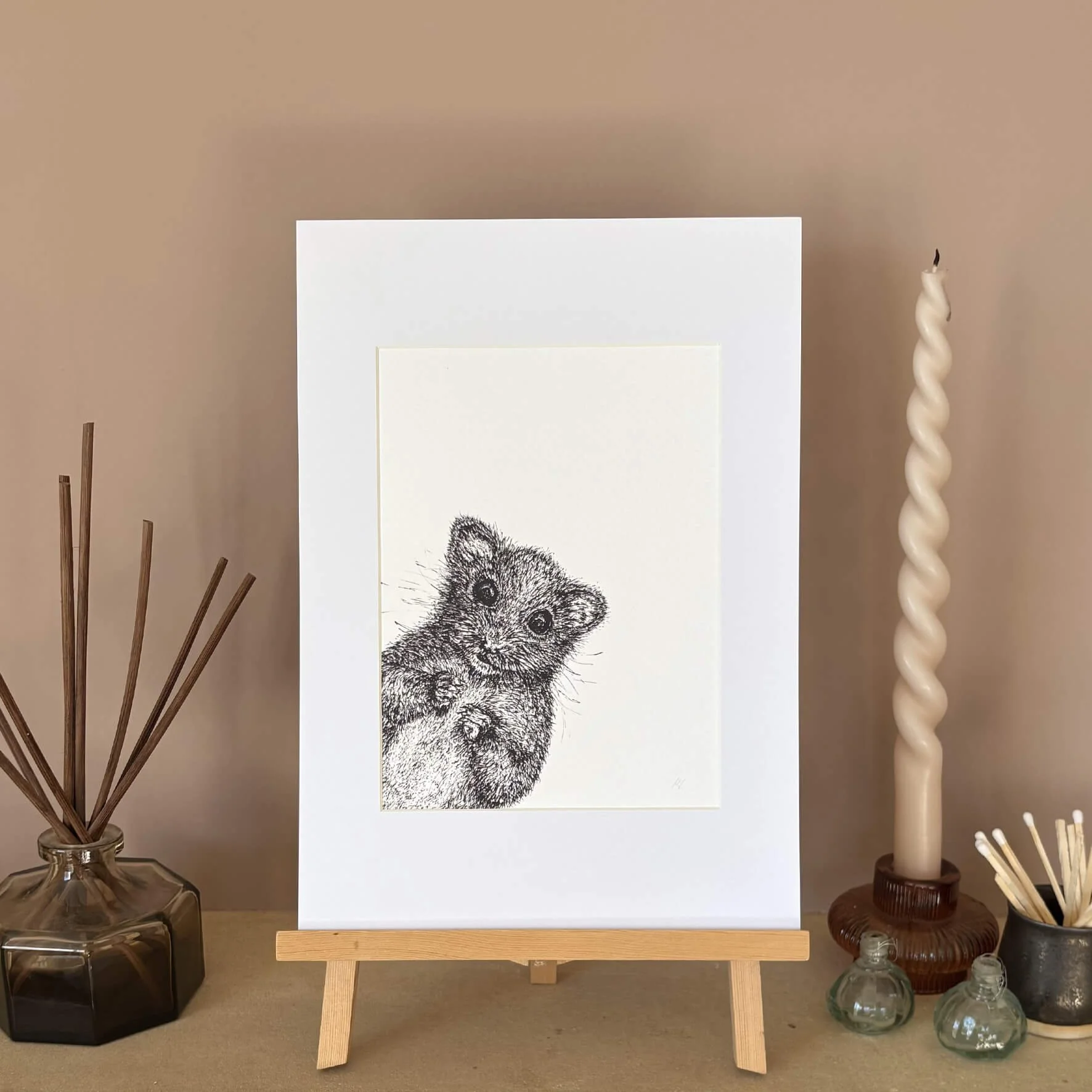 A4_Mounted_Giclee_Print_Peeping_Dormouse_illustration.jpg